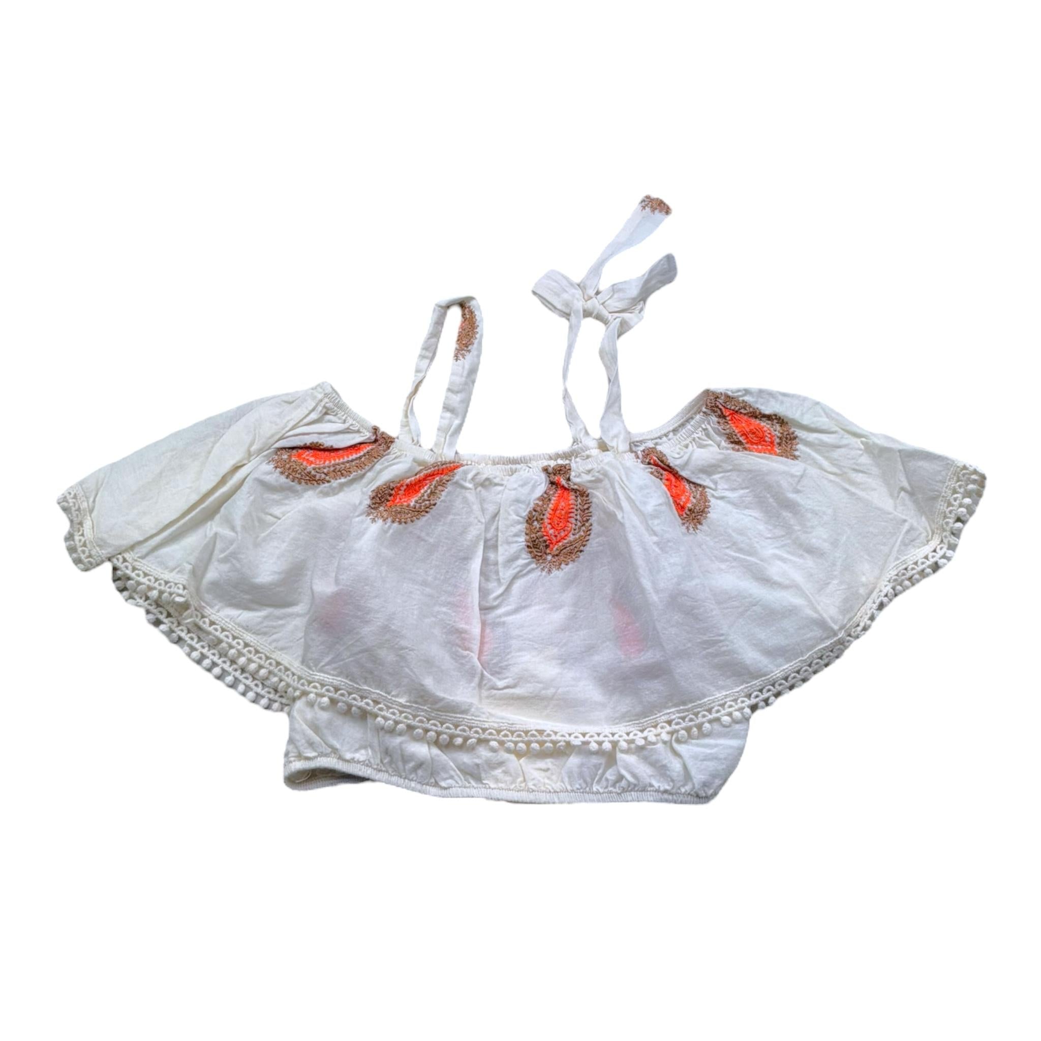 Dixie Top Tinta Unita con Stampa Ricamata per Bambina CC32084G39 BEIGE DIXIE 