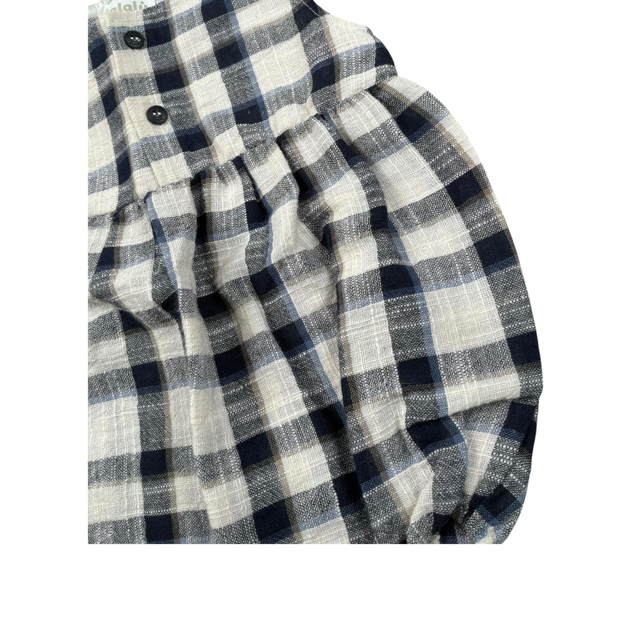 Lalalu' Pagliaccetto Bicolore con Fantasia A Quadri per Neonata PAL06P BLU LALALU' 