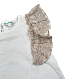 Lalalu' T-Shirt Tinta Unita con Balze per Neonata TSL70PBN BIANCO LALALU' 