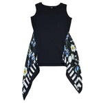 Monnalisa Canotta Girocollo Tinta Unita Asimmetrica per Bambina 413612 NERO MONNALISA 