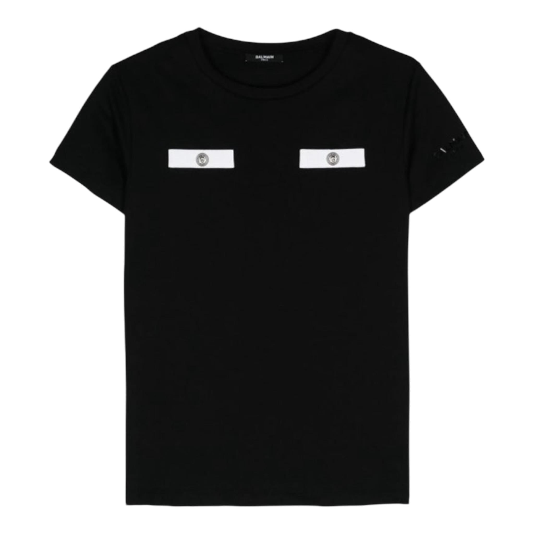 Balmain T-Shirt Tinta Unita con Logo per Bambina BV8A91 NERO BALMAIN 