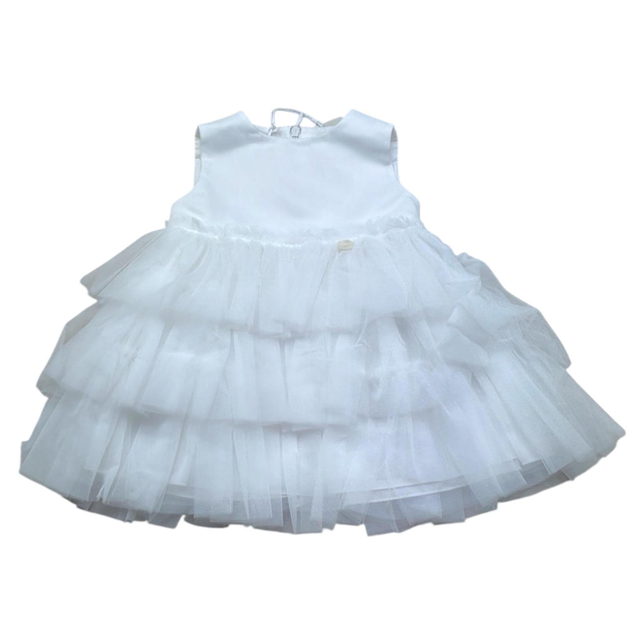 Le Bebe' Abito Tinta Unita Cerimonia per Neonata LBG6394 BIANCO LE BEBE' 
