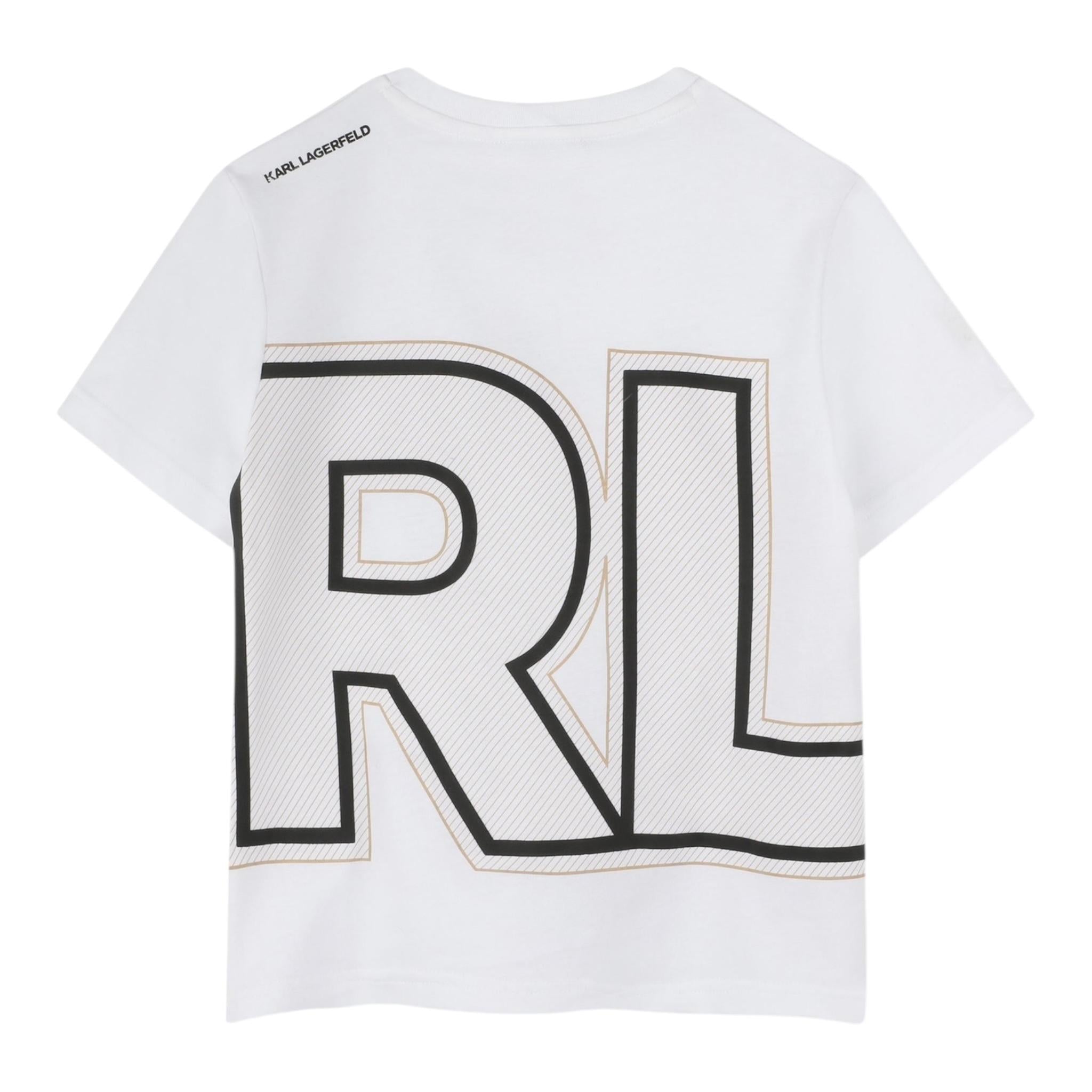 Karl Lagerfeld T-Shirt Girocollo Tinta Unita con Stampa per Bambino Z30432J BIANCO KARL LAGERFELD 