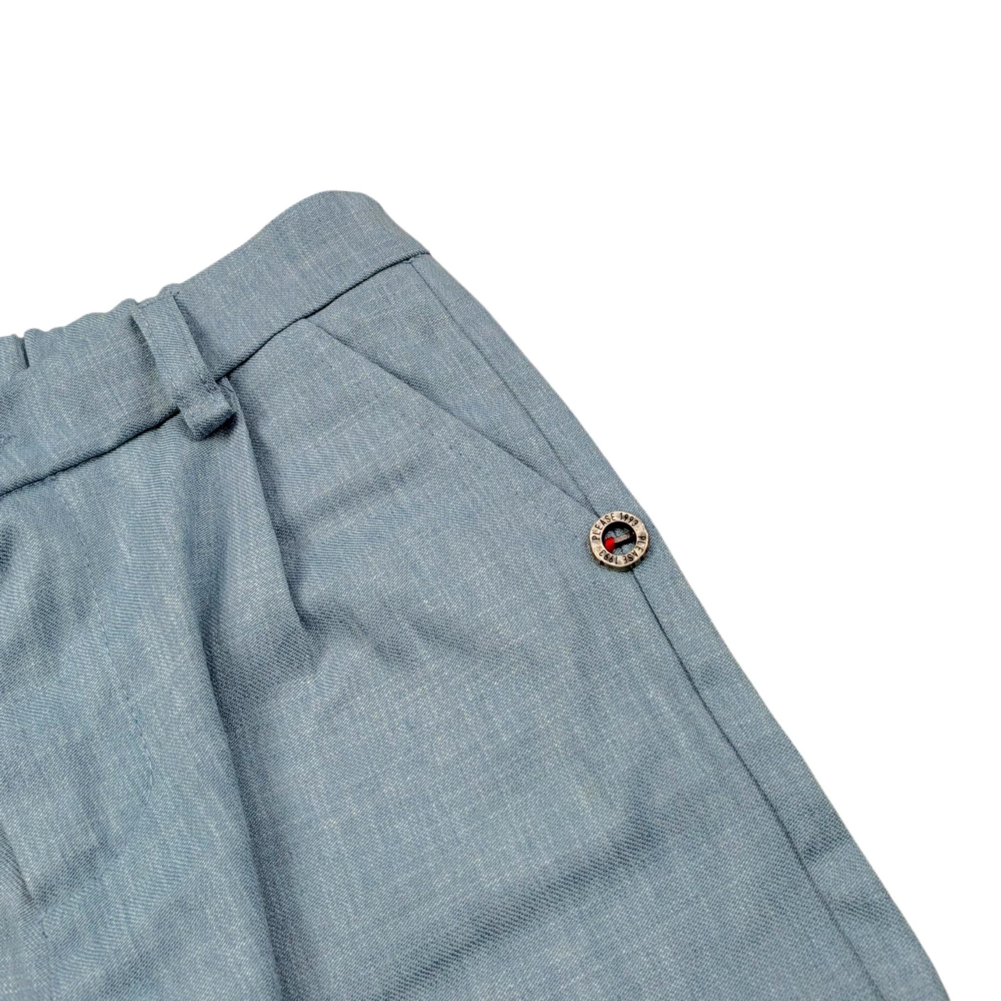 Please Bermuda Tinta Unita con Elastico In Vita per Neonato RB27130B73 AZZURRO PLEASE 