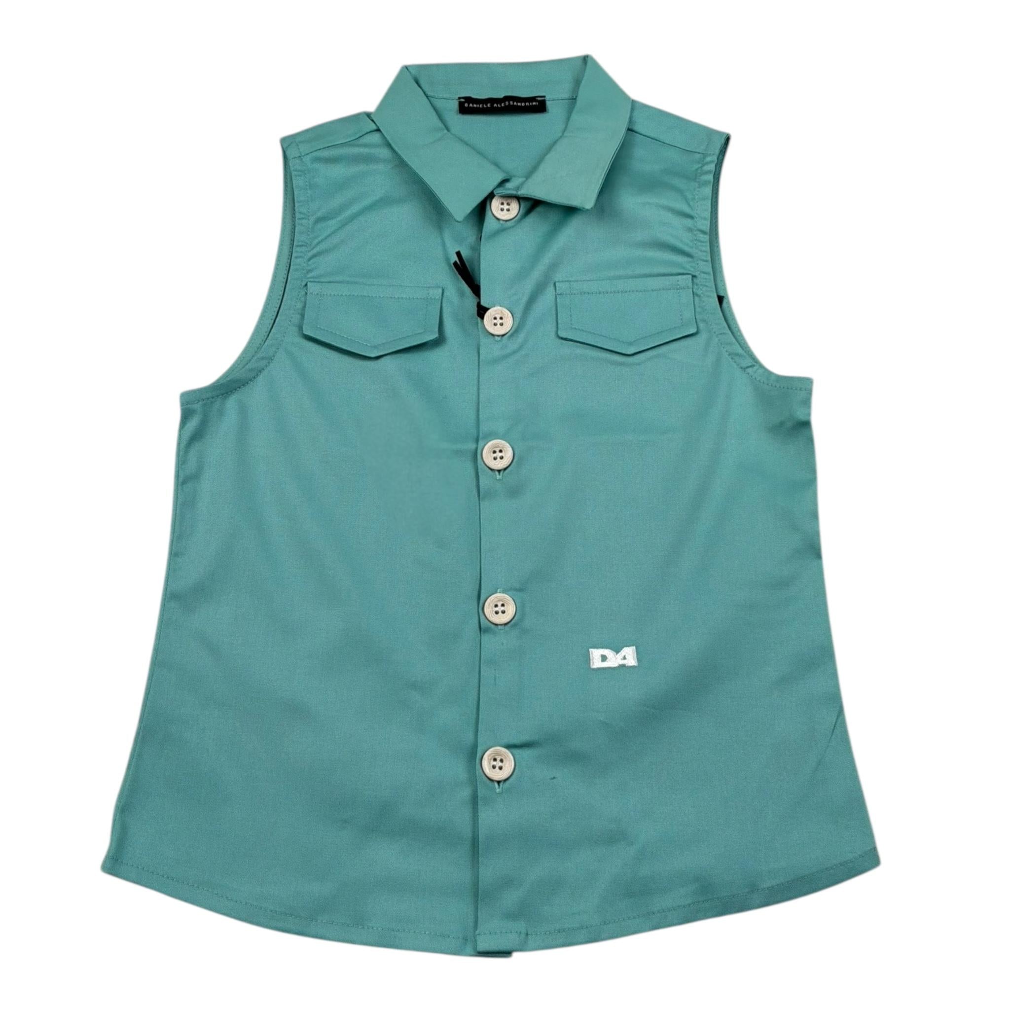 Daniele Alessandrini Camicia Giromanica Tinta Unita con Logo per Bambino 1296C00326J VERDE DANIELE ALESSANDRINI 