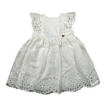 Le Bebe Abito Mezza Manica Tinta Unita In Pizzo Sangallo per Neonata LBG4757 PANNA LE BEBE 