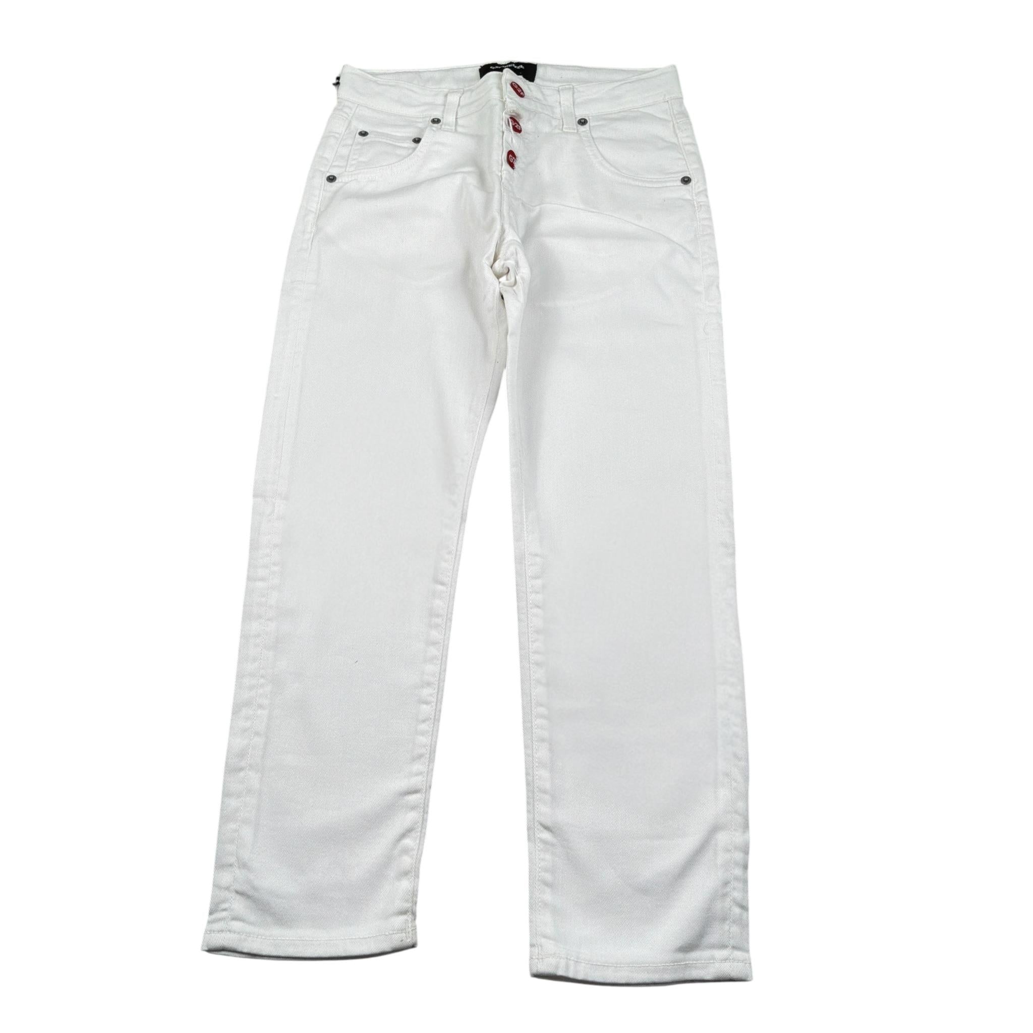 G2Firenze Jeans tinta unita con Girovita Regolabile Bianco per Bambino DENIM BIANCO G2FIRENZE 