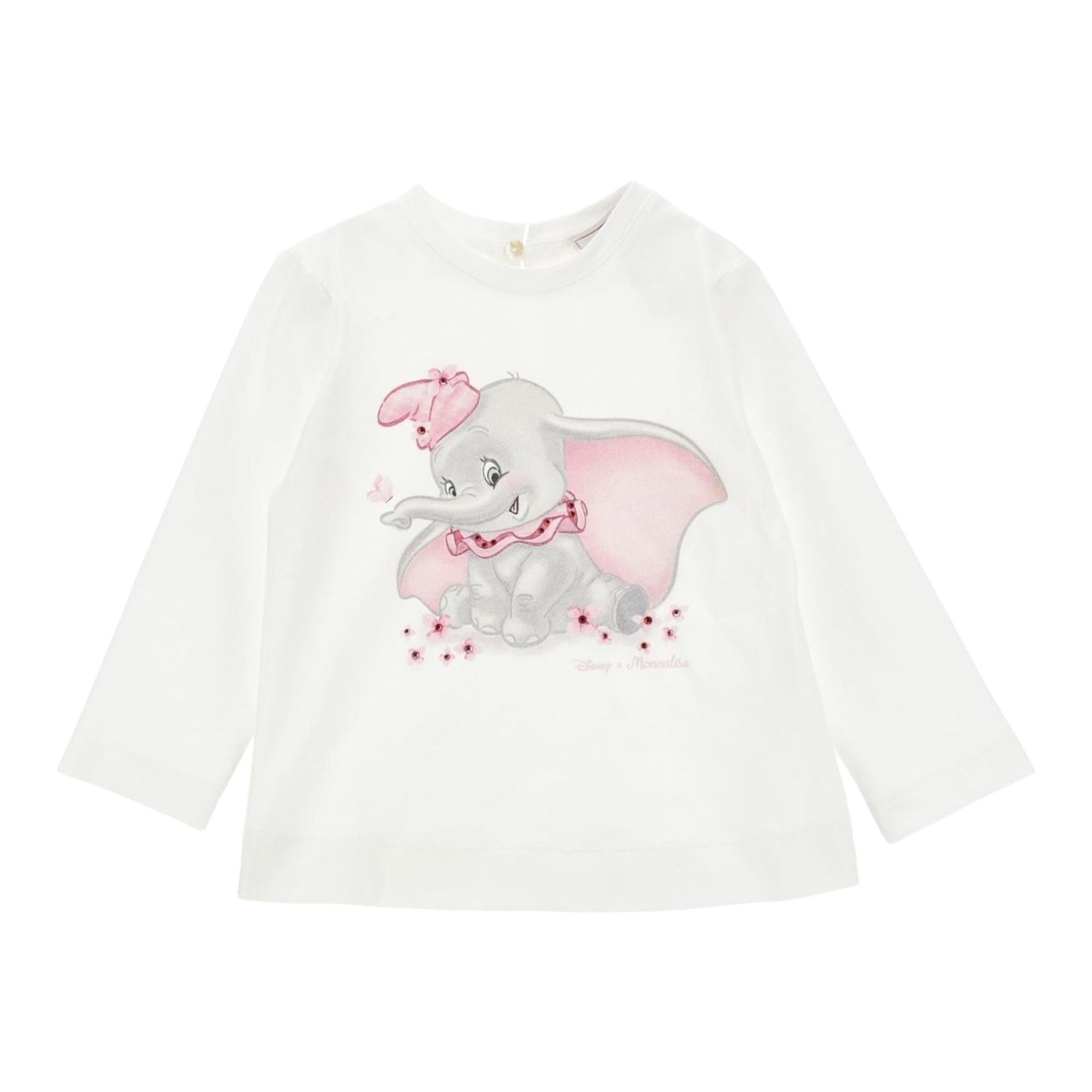 MONNALISA shirt tinta unita girocollo con stampa Bianco per Neonata 39D602 BIANCO MONNALISA 