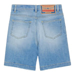 Diesel Bermuda In Denim Tinta Unita con Girovita Regolabile per Bambino J000512 AZZURRO DIESEL 