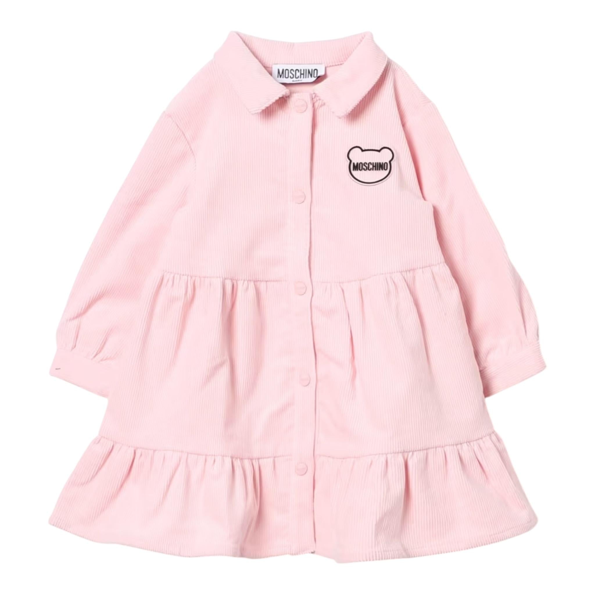 MOSCHINO abito manica lunga tinta unita in camoscio Rosa per Neonata MDV0BI ROSA MOSCHINO 