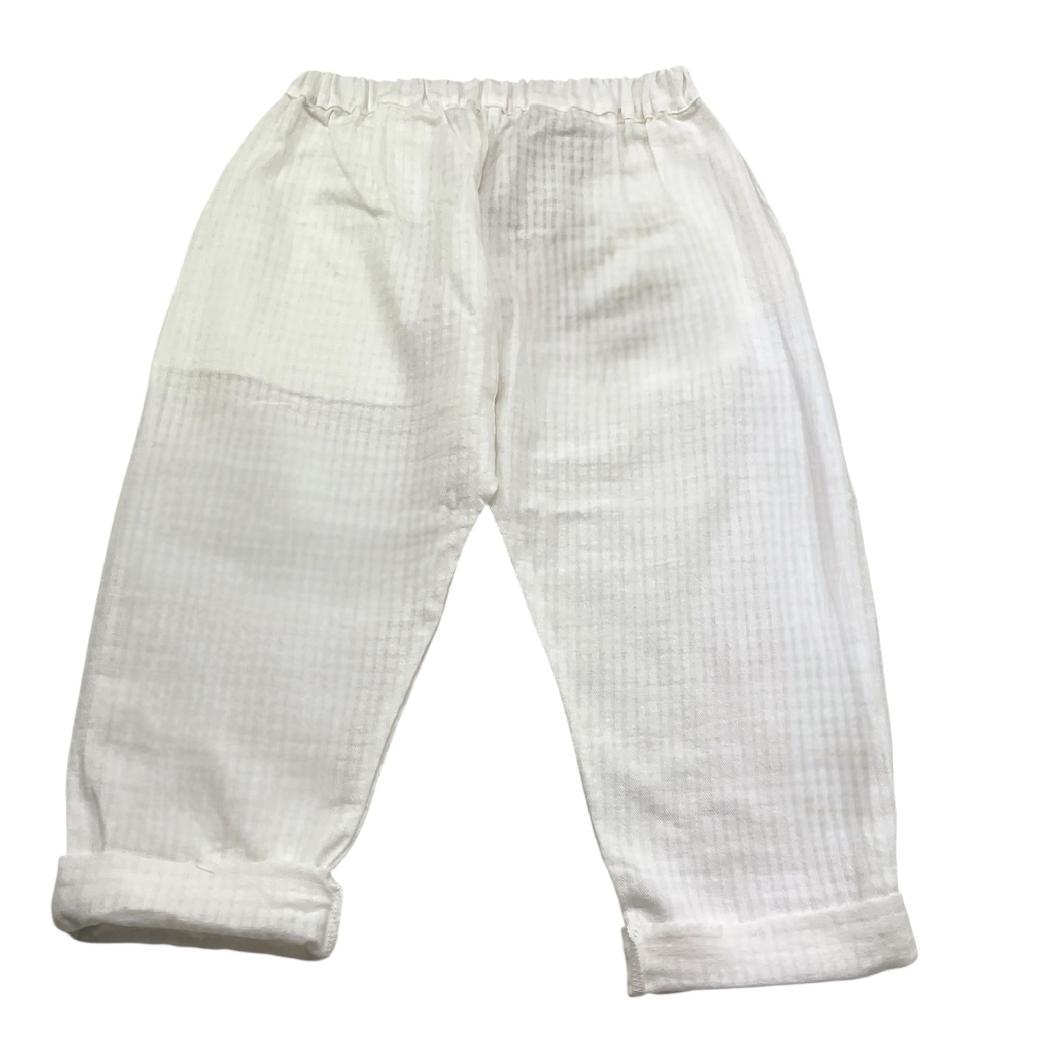 Petit Indi Pantalone Tinta Unita con Elastico In Vita per Bambino SS25BK8140 BIANCO PETIT INDI 