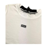 DKNY t-shirt girocollo tinta unita cn profili in contrasto Bianco per Bambino D60197 BIANCO DKNY 