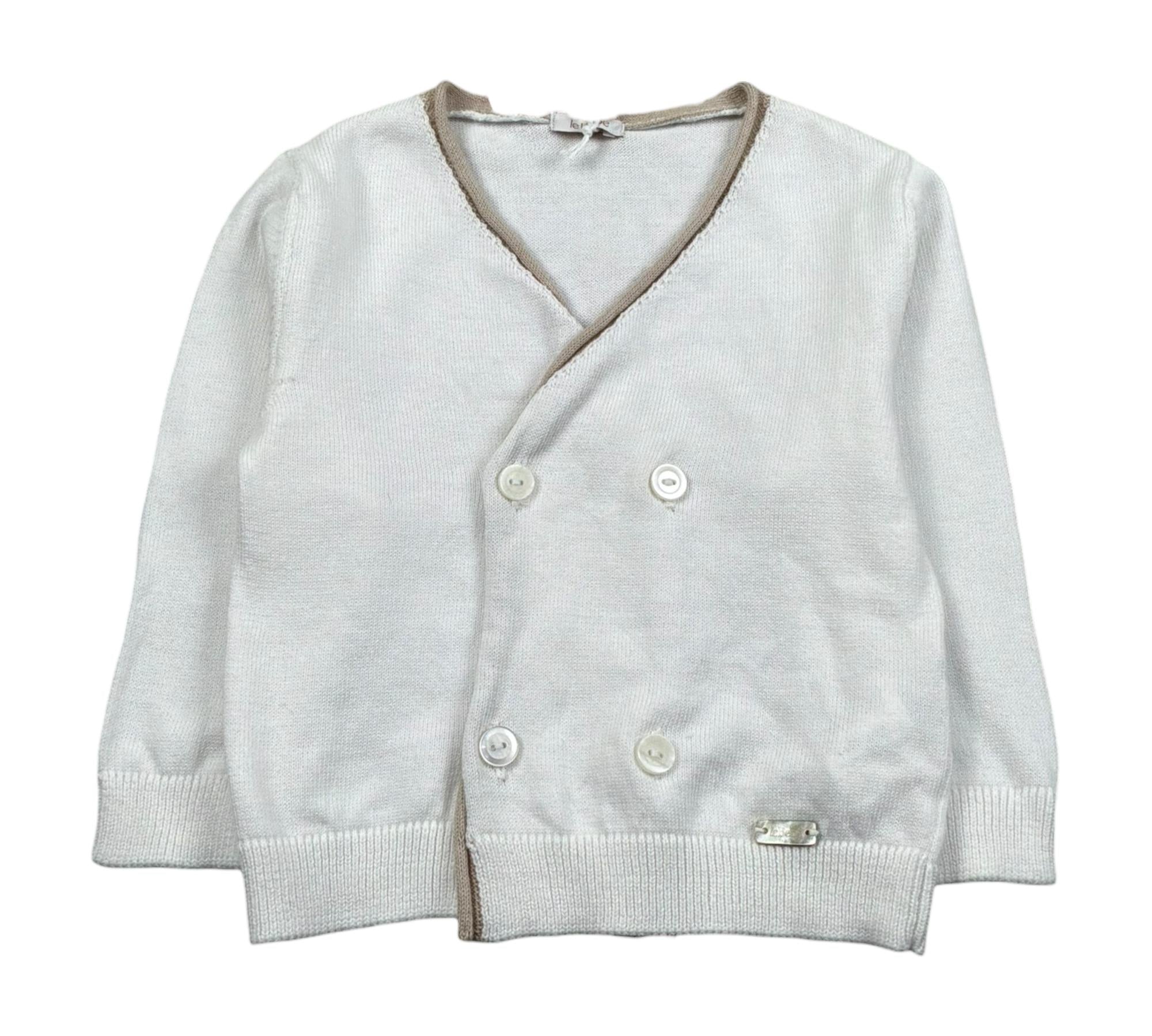 Le Bebe Cardigan Tinta Unita con Profili In Contrasto per Neonato LBB5324 BIANCO LE BEBE 