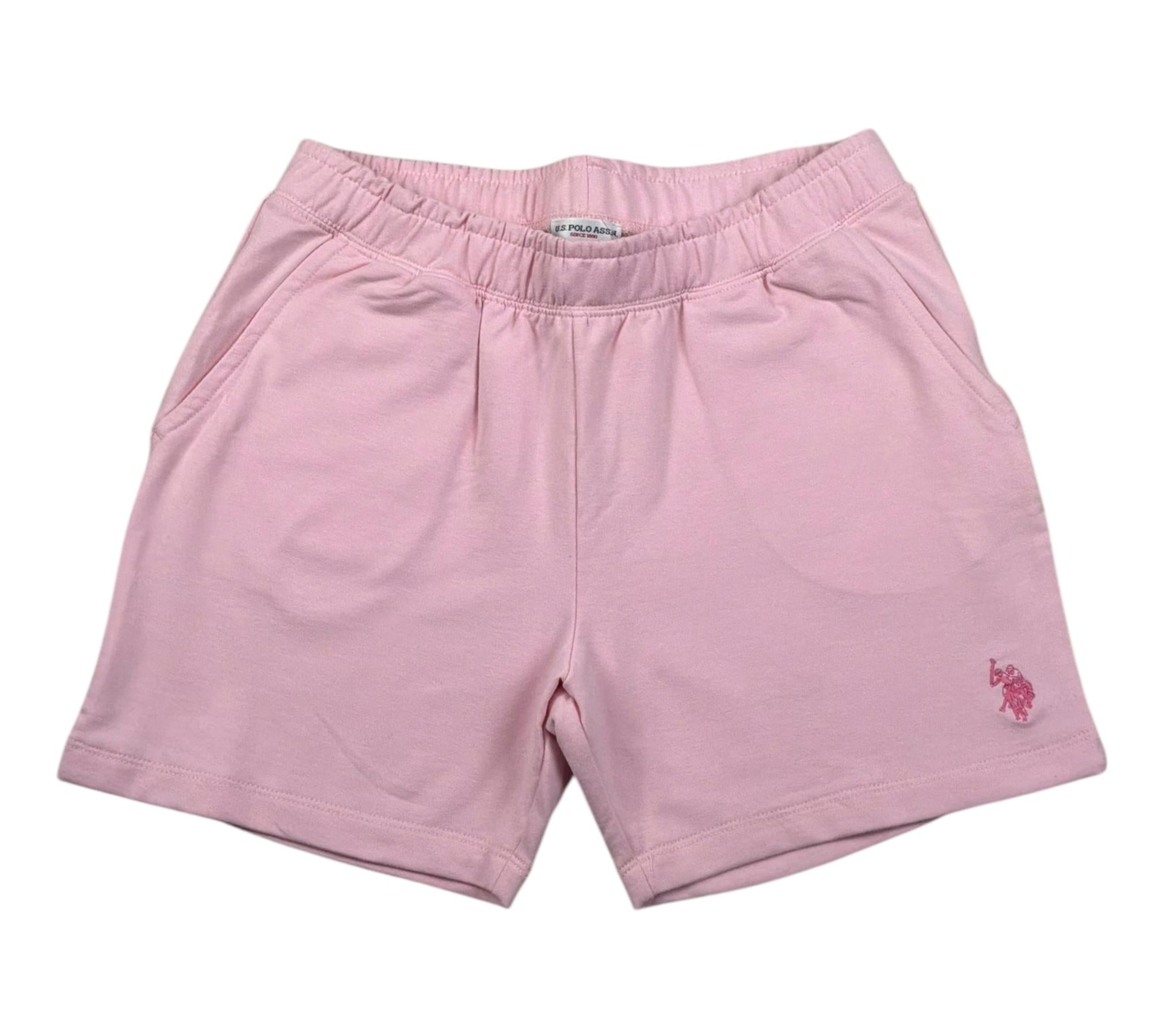 U.S. Polo Assn Short Tinta Unita con Logo per Bambina US41631 ROSA U.S. POLO ASSN 