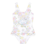 Monnalisa Costume Intero Tinta Unita con Stampa per Bambina 39E045J BIANCO MONNALISA 