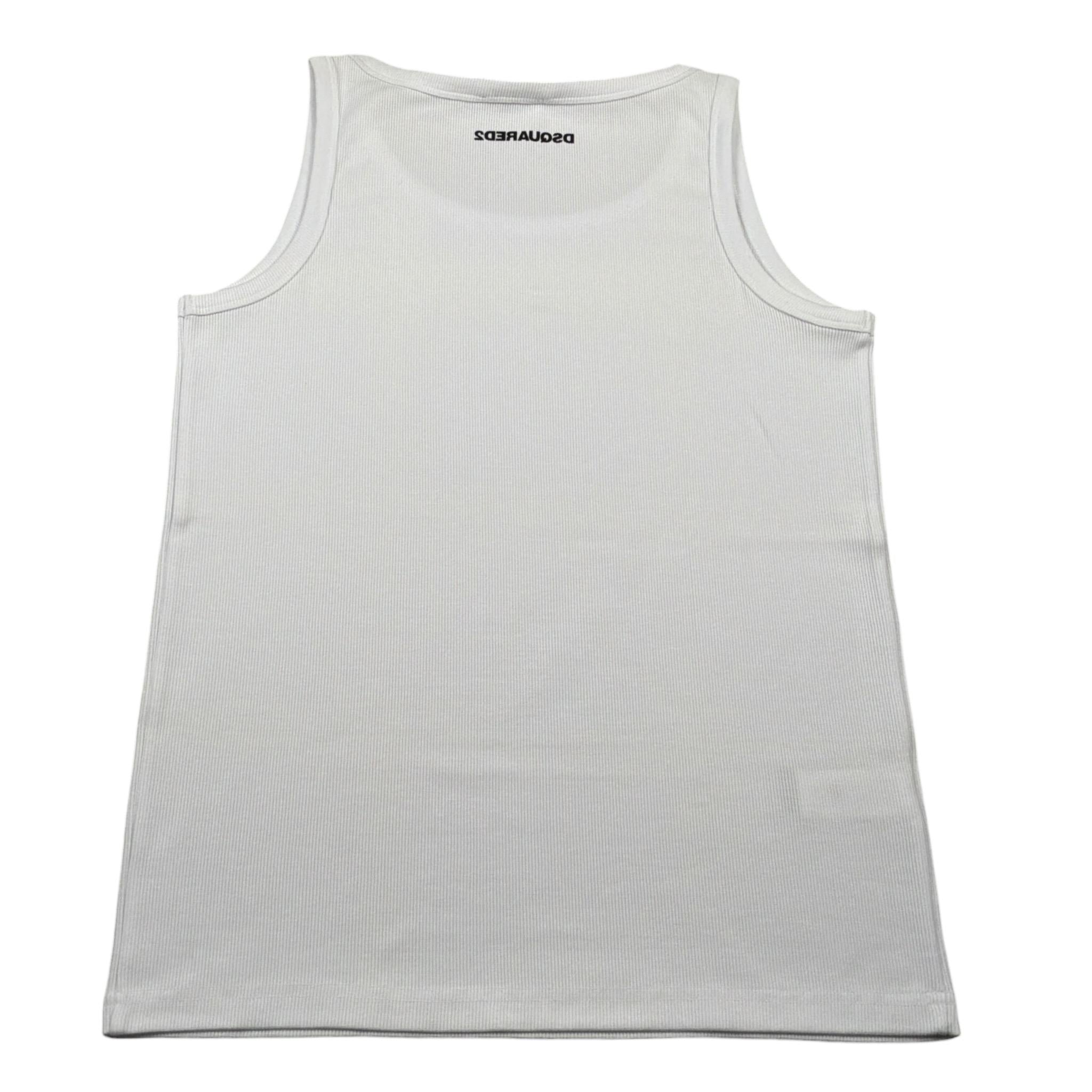 Dsquared2 Canotta Girocollo tinta unita con Logo Bianco per Bambino DQ2783X BIANCO DSQUARED2 