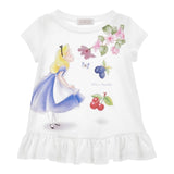 Monnalisa Maxi T-Shirt Girocollo Tinta Unita con Brillantini per Bambina 19E620X BIANCO MONNALISA 
