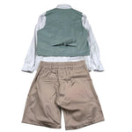Never Too Completo 4 Pezzi Camicia-Gilet-Papillon-Bermuda Verde per Neonato GM2231BN VERDE NEVER TOO 