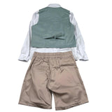Never Too Completo 4 Pezzi Camicia-Gilet-Papillon-Bermuda Verde per Neonato GM2231BN VERDE NEVER TOO 