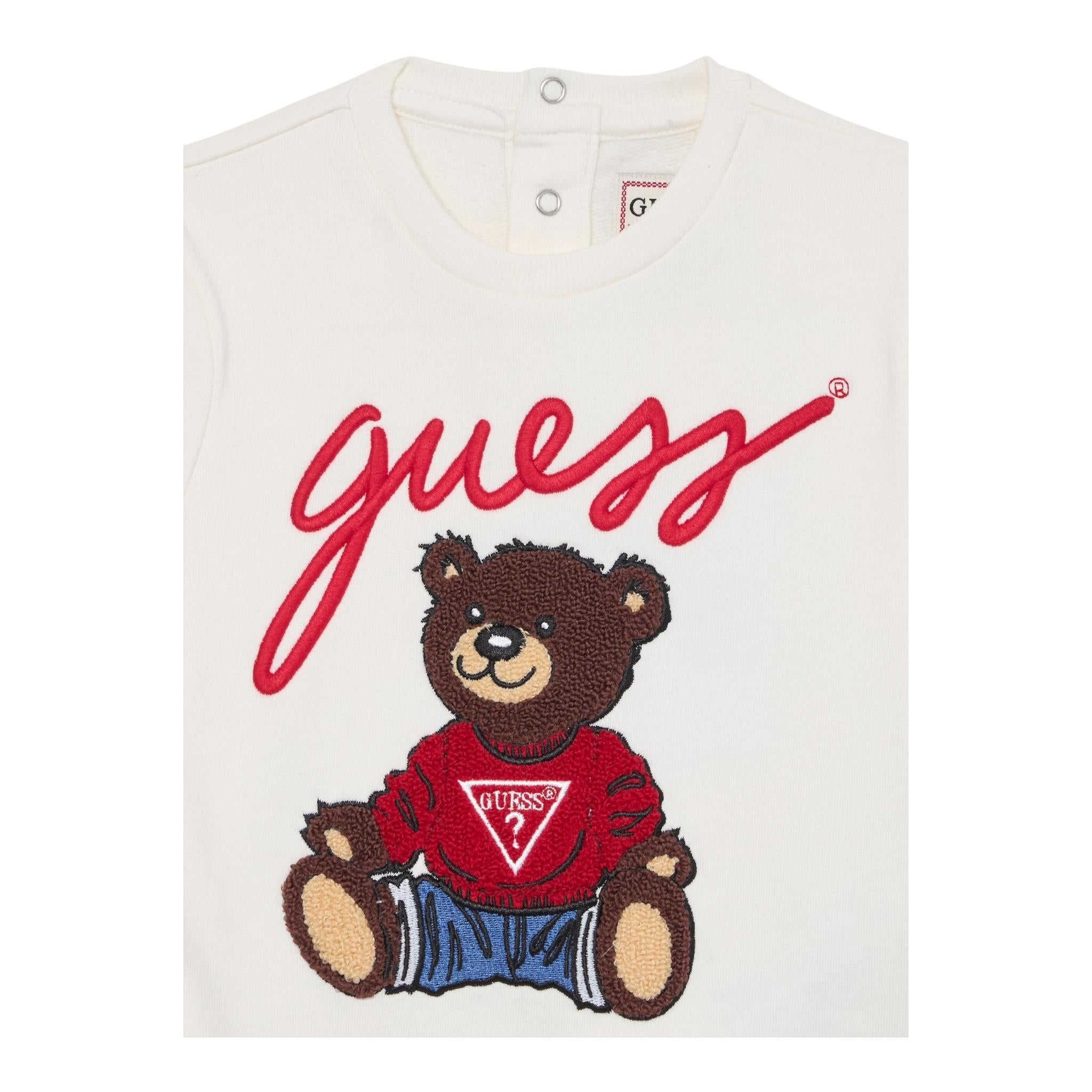 Guess Felpa Chiusa Girocollo Tinta Unita con Logo per Neonato H5RT01KAZD74 PANNA GUESS 