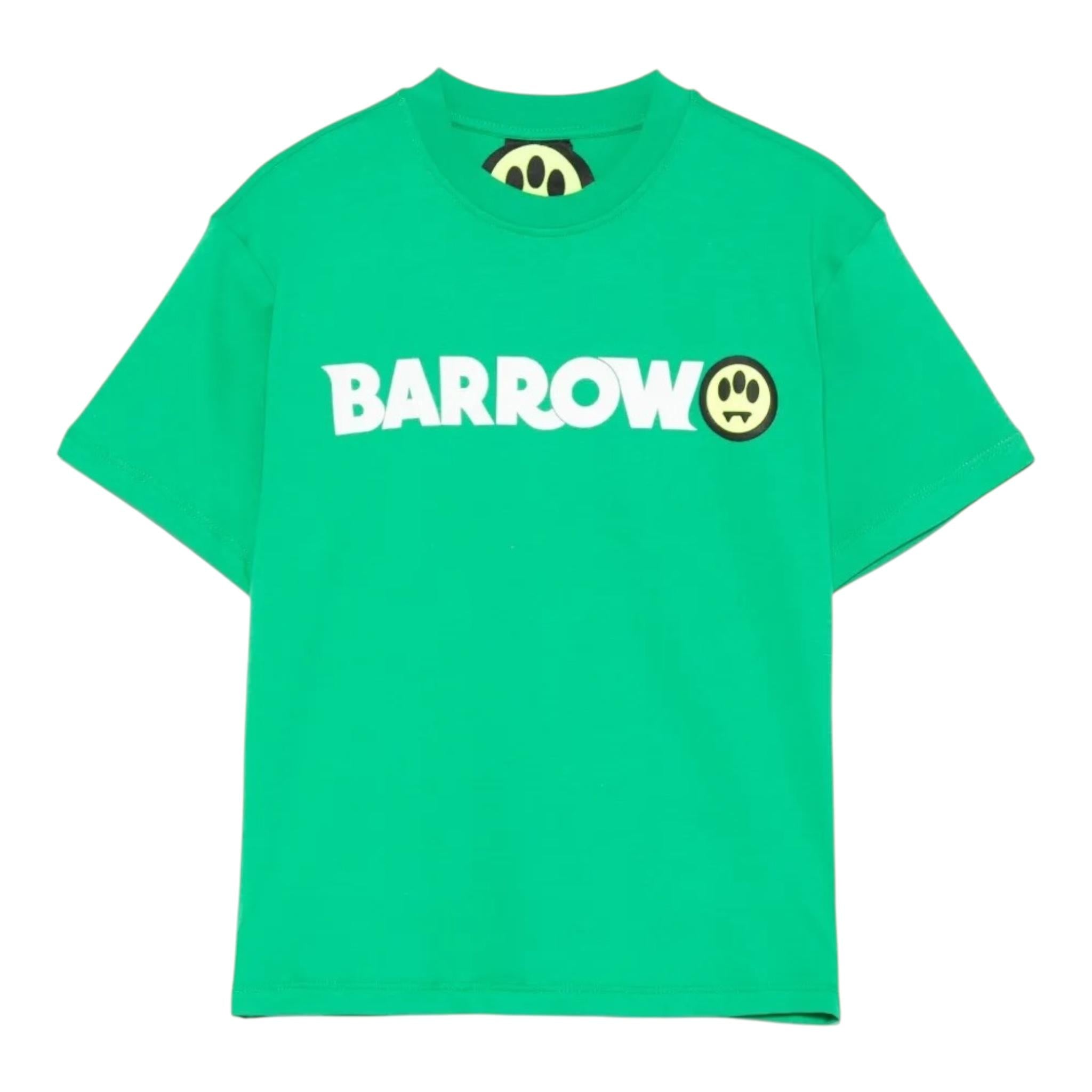 Barrow Kids T-Shirt Girocollo Tinta Unita con Logo per Bambino S5BKJUTH082X VERDE BARROW KIDS 