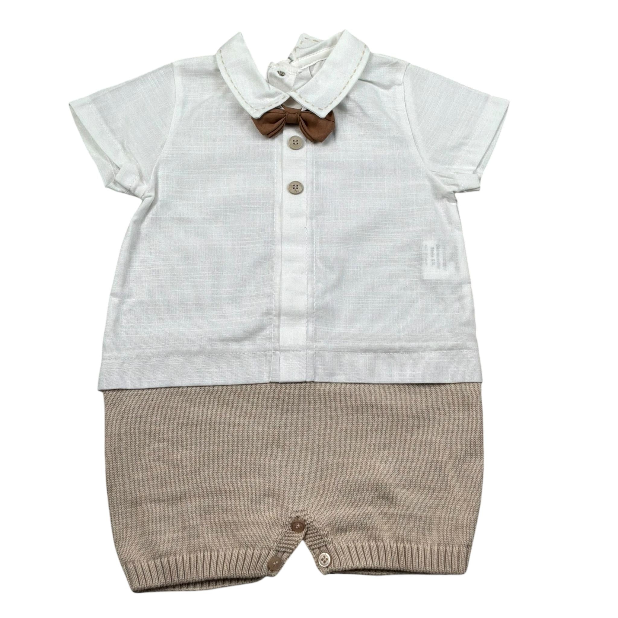 Marlu' Pagliaccetto Mezza Manica Bicolore per Neonato EB5223 BIANCO/BEIGE MARLU' 