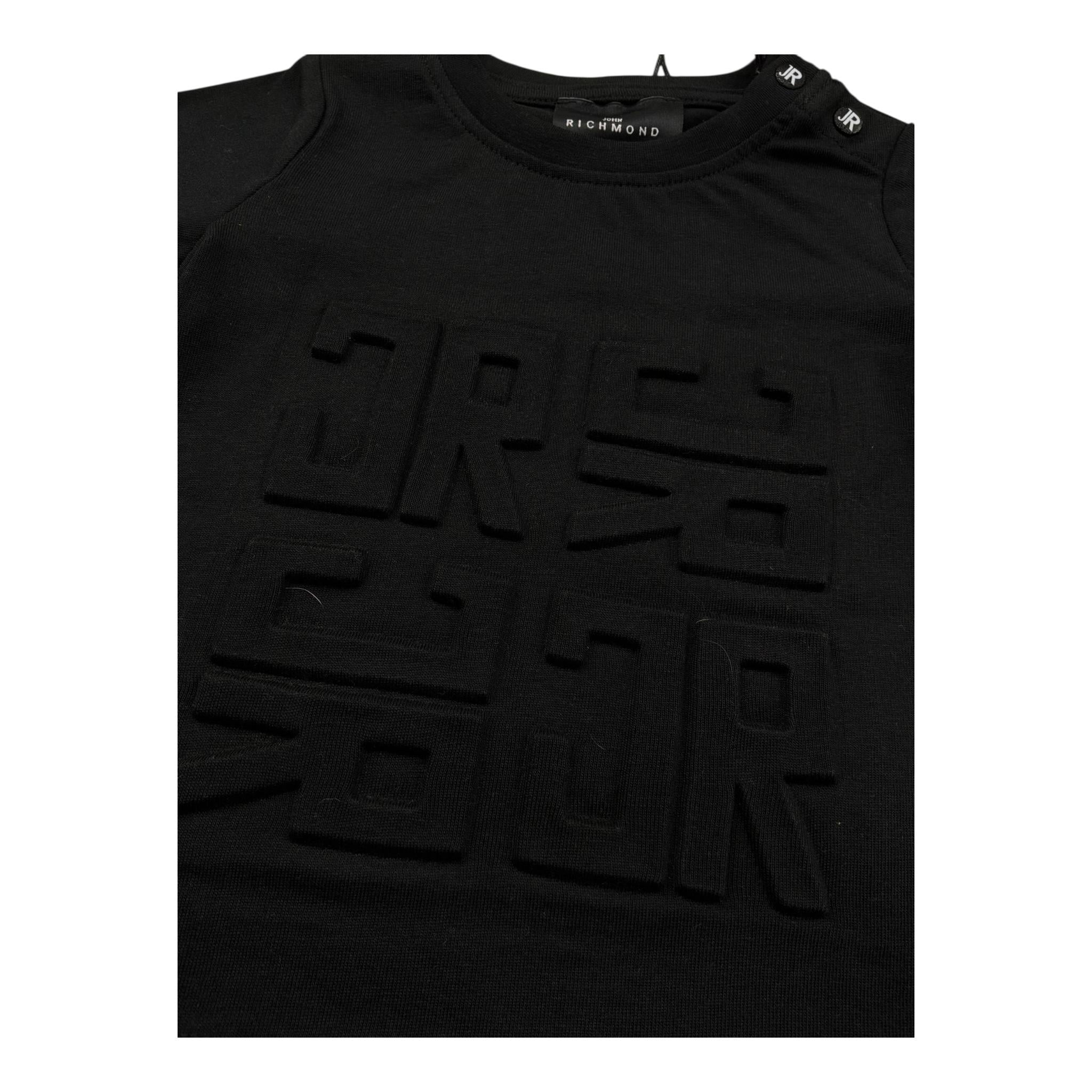 John Richmond T-Shirt Girocollo Tinta Unita con Logo per Neonato RIP26015TS NERO JOHN RICHMOND 
