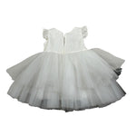 Gai Mattiolo Abito Giromanica tinta unita con Tulle Bianco per Neonata GM140141N BIANCO GAI  MATTIOLO 