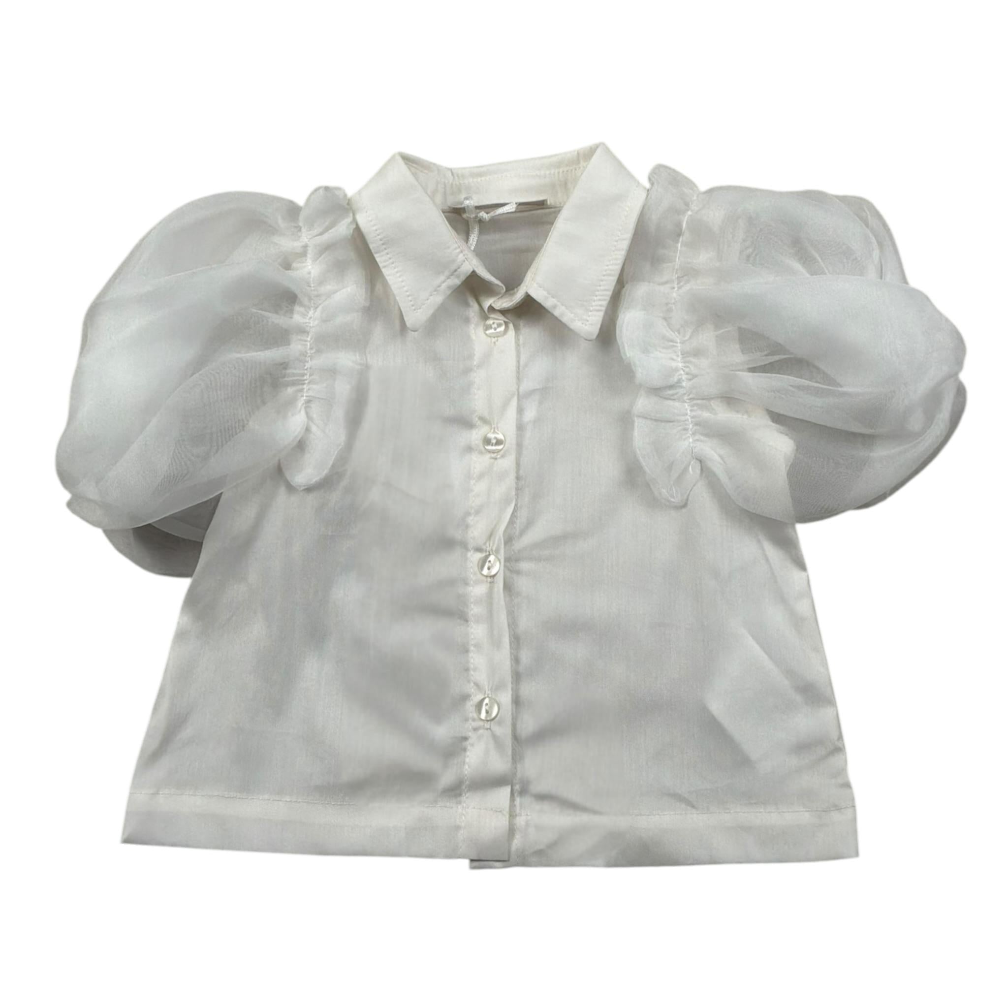 Miss Grant Camicia Mezza Manica Tinta Unita per Neonata MG1238 BIANCO MISS GRANT 