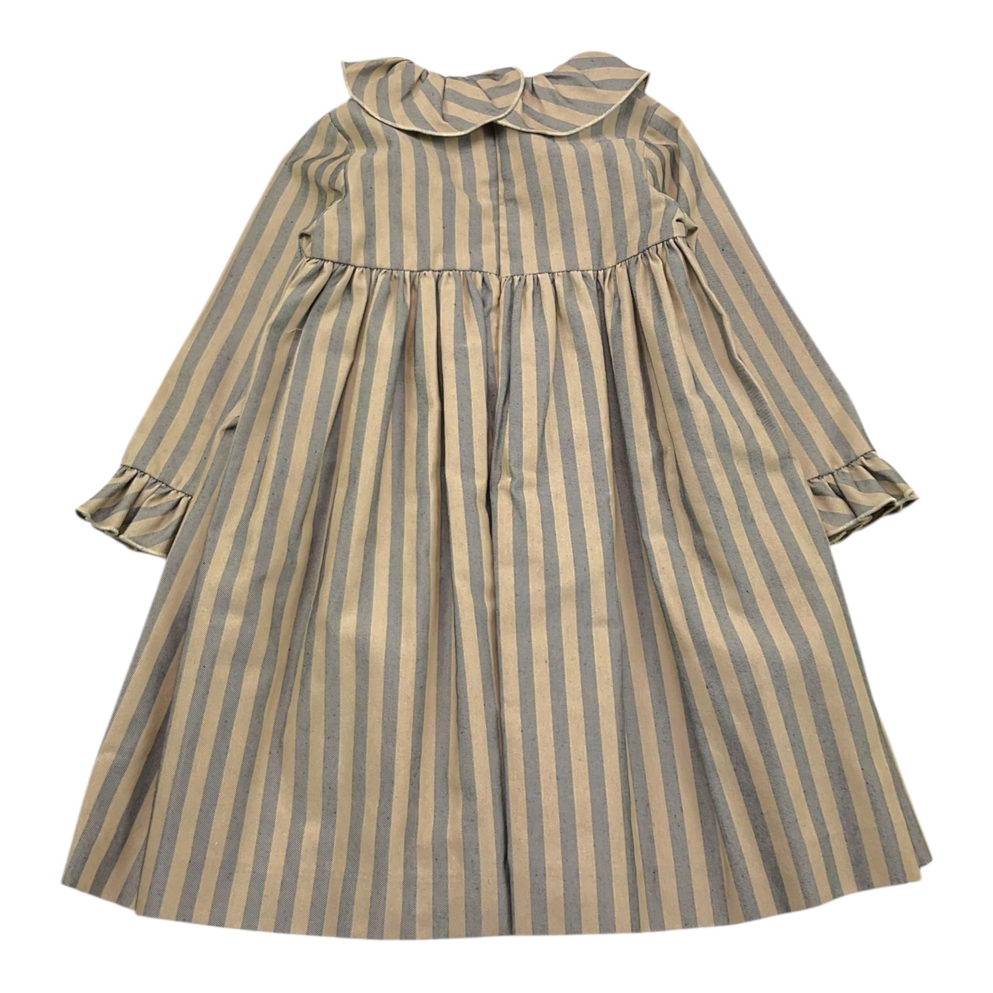 LITTLE BEAR abito tinta unita con fantasia a righe Beige per Bambina 7215 BEIGE LITTLE BEAR 