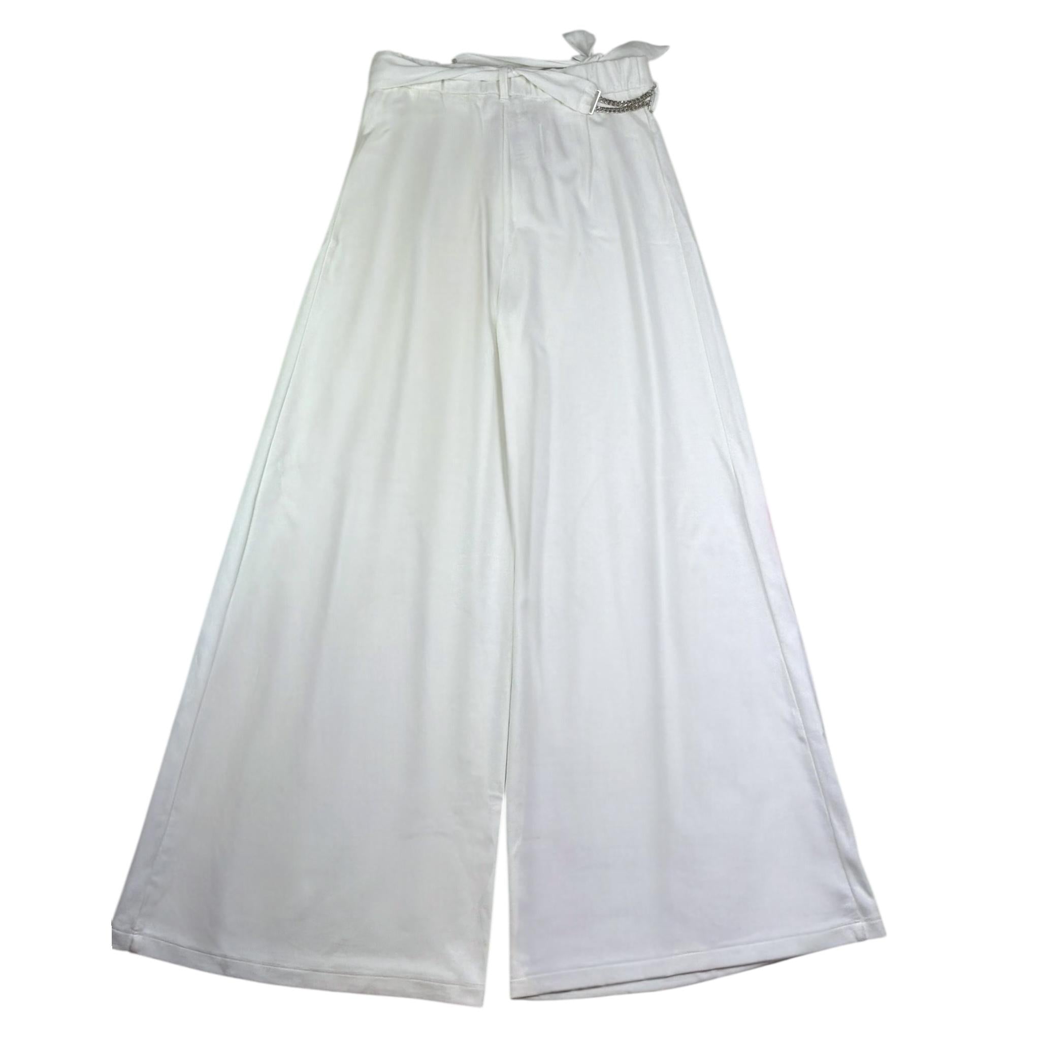 Liu Jo Pantalone Tinta Unita Modello Palazzo per Bambina GA5057X BIANCO LIU JO 