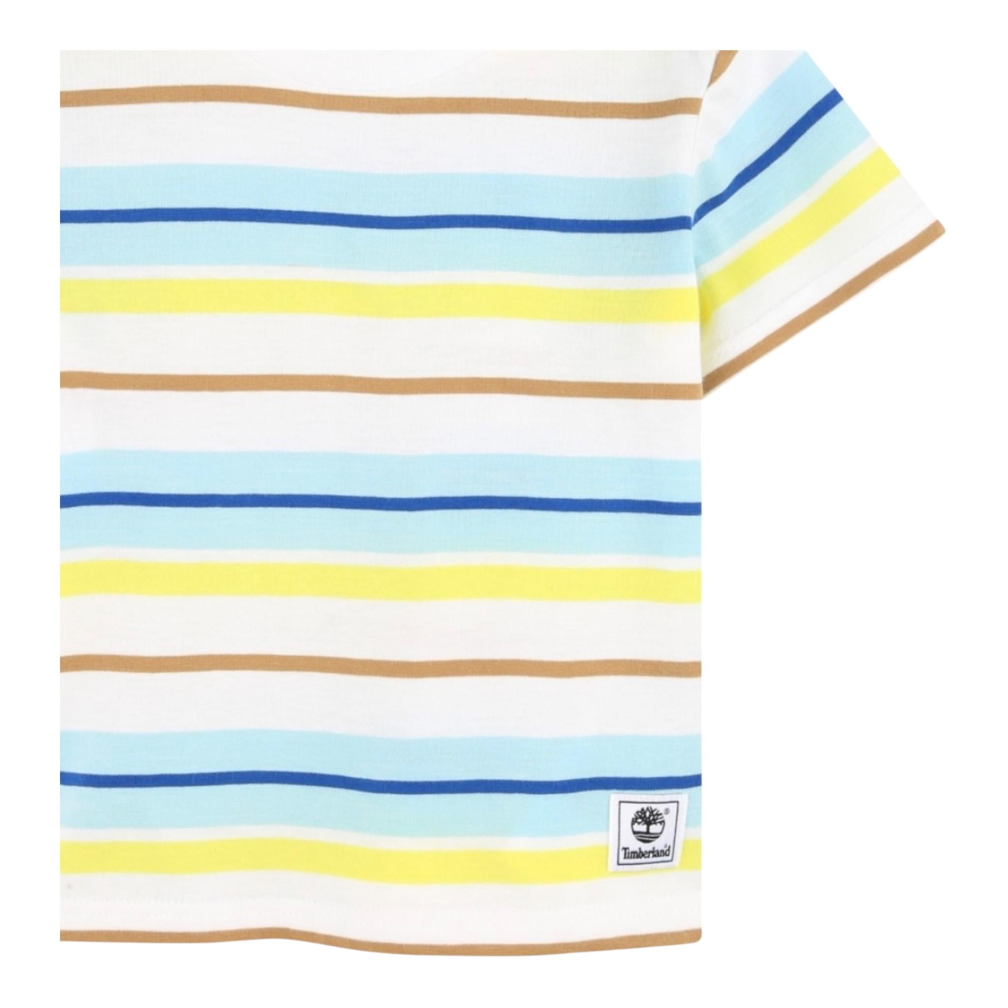 Timberland T-Shirt Tinta Unita con Fantasia A Righe per Neonato T60513N BIANCO TIMBERLAND 