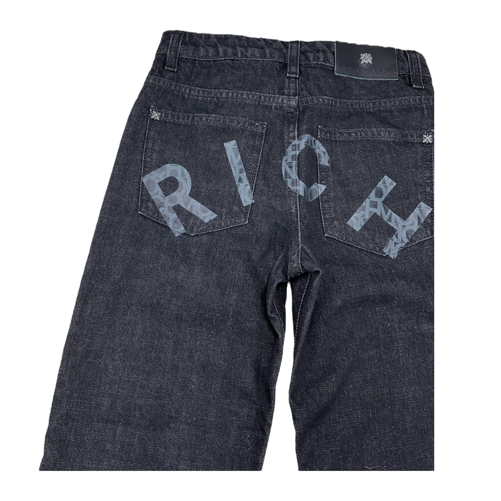 JOHN RICHMOND jeans tinta unita con logo Nero per Bambino RBA25226JE NERO JOHN RICHMOND 