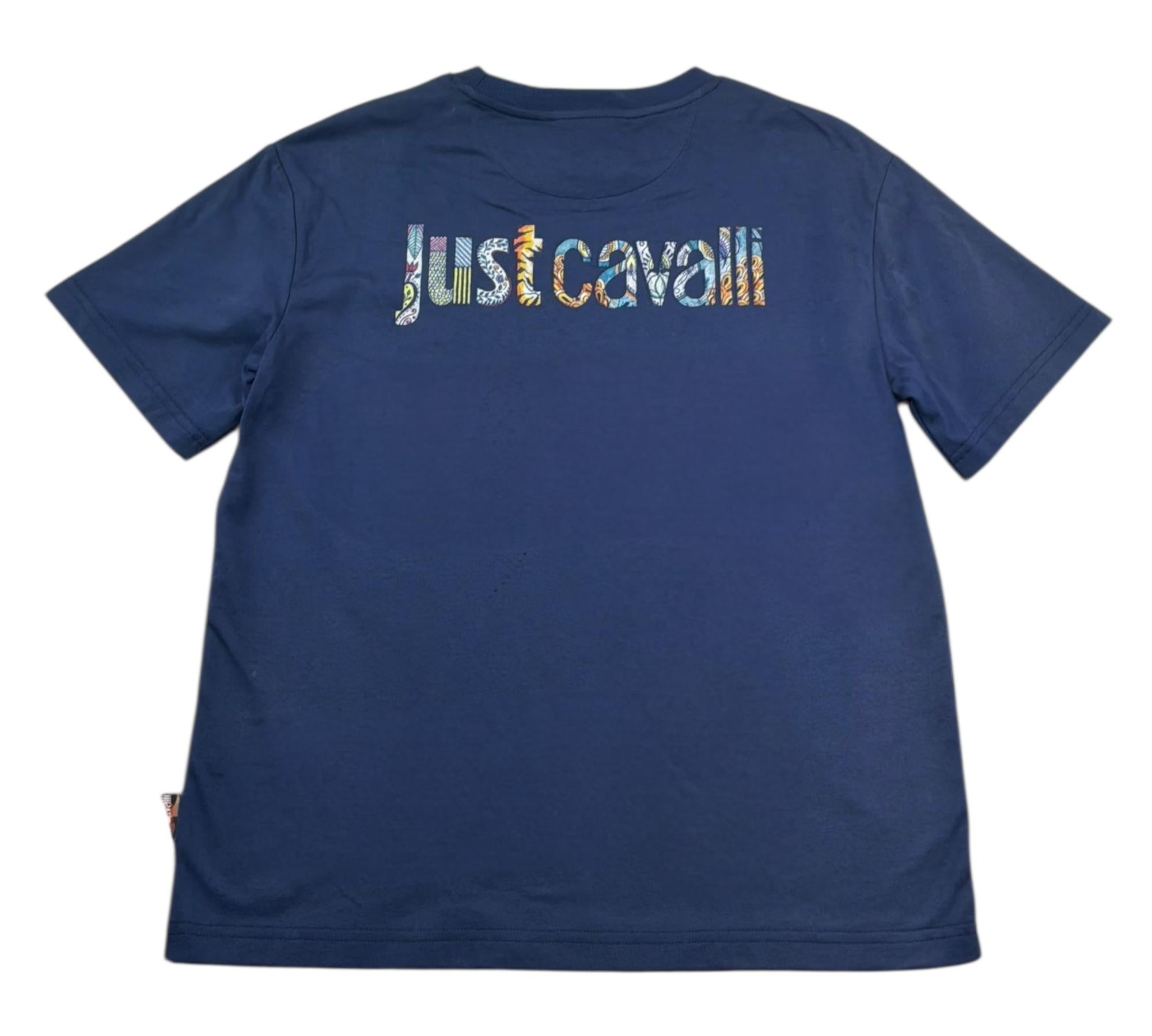 Just Cavalli T-Shirt Girocollo Tinta Unita con Logo per Bambino JBP26092TS BLU JUST CAVALLI 