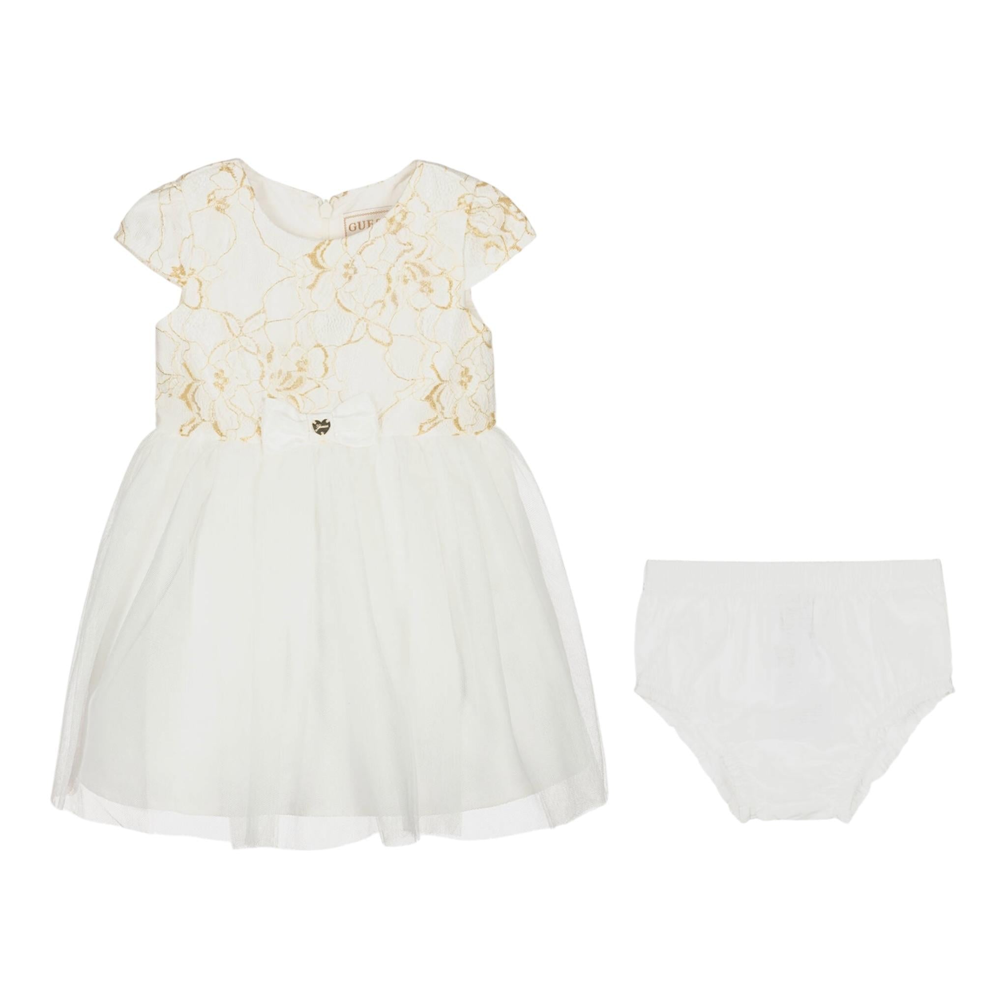 Guess Abito Mezza Manica Tinta Unita con Culotte per Neonata A3RK23KBL00 BIANCO GUESS 