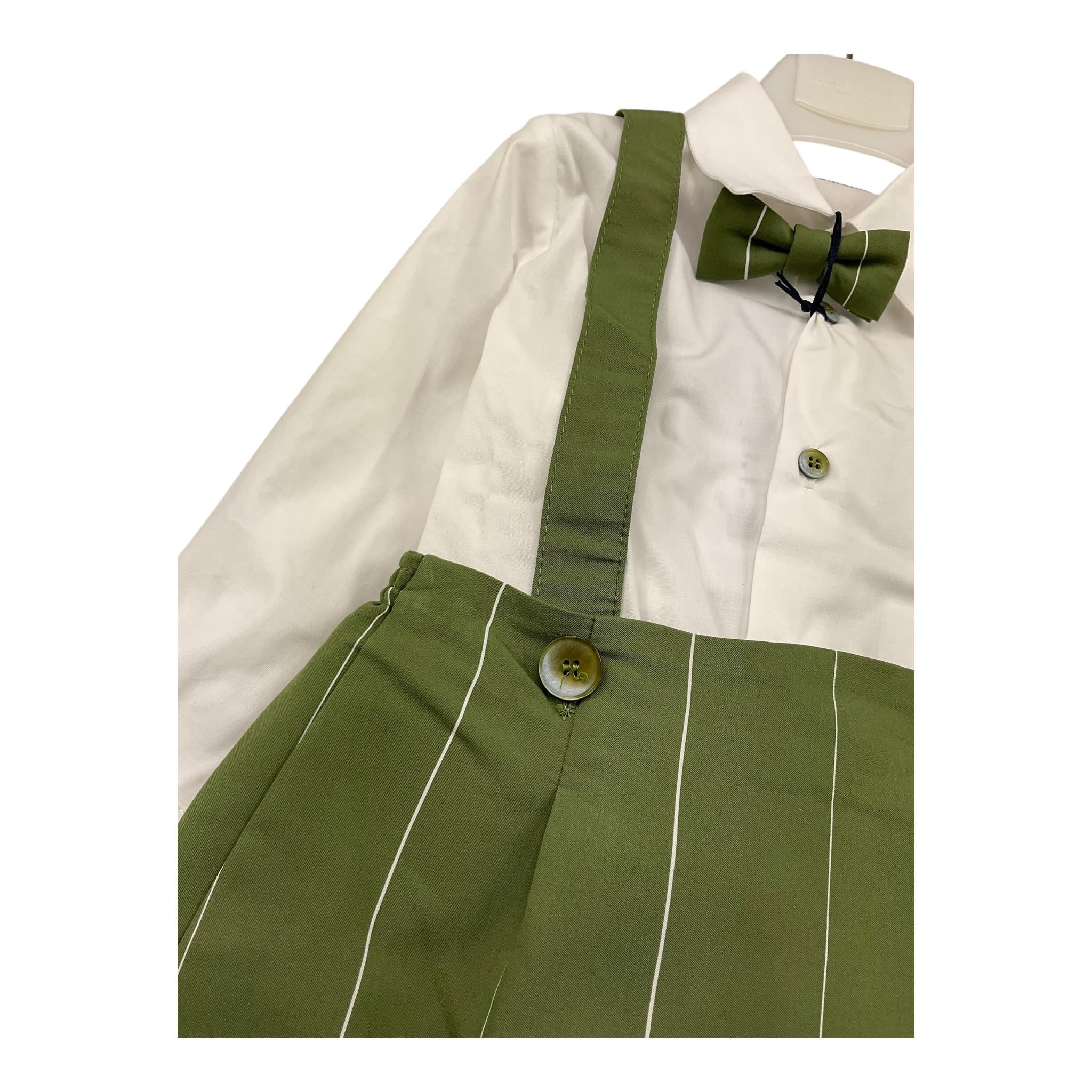 Colori Chiari Completo 3 Pezzi Camicia-Salopette-Papillon per Neonato MN308115 VERDE COLORI CHIARI 