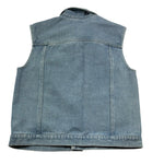 Moschino Giubbino Smanicato In Denim Tinta Unita per Bambina HUN001 BLU MOSCHINO 