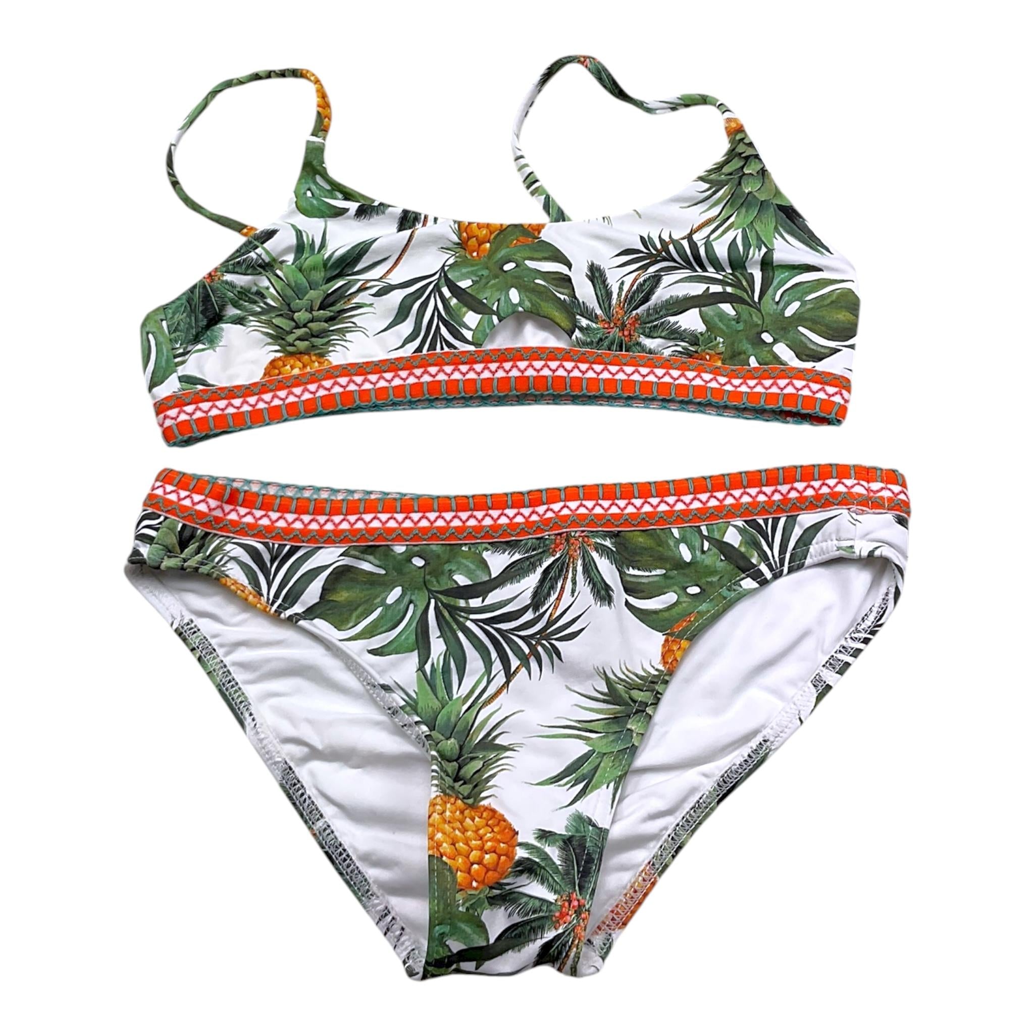 Banana Moon Costume 2 Pezzi Triangolo-Fascia Tinta Unita con Fantasia per Bambina KAE10 BIANCO BANANA MOON 