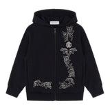 ROBERTO CAVALLI felpa con zip e cappuccio tinta unita con stampa Nero per Bambina TJT66L NERO ROBERTO CAVALLI 