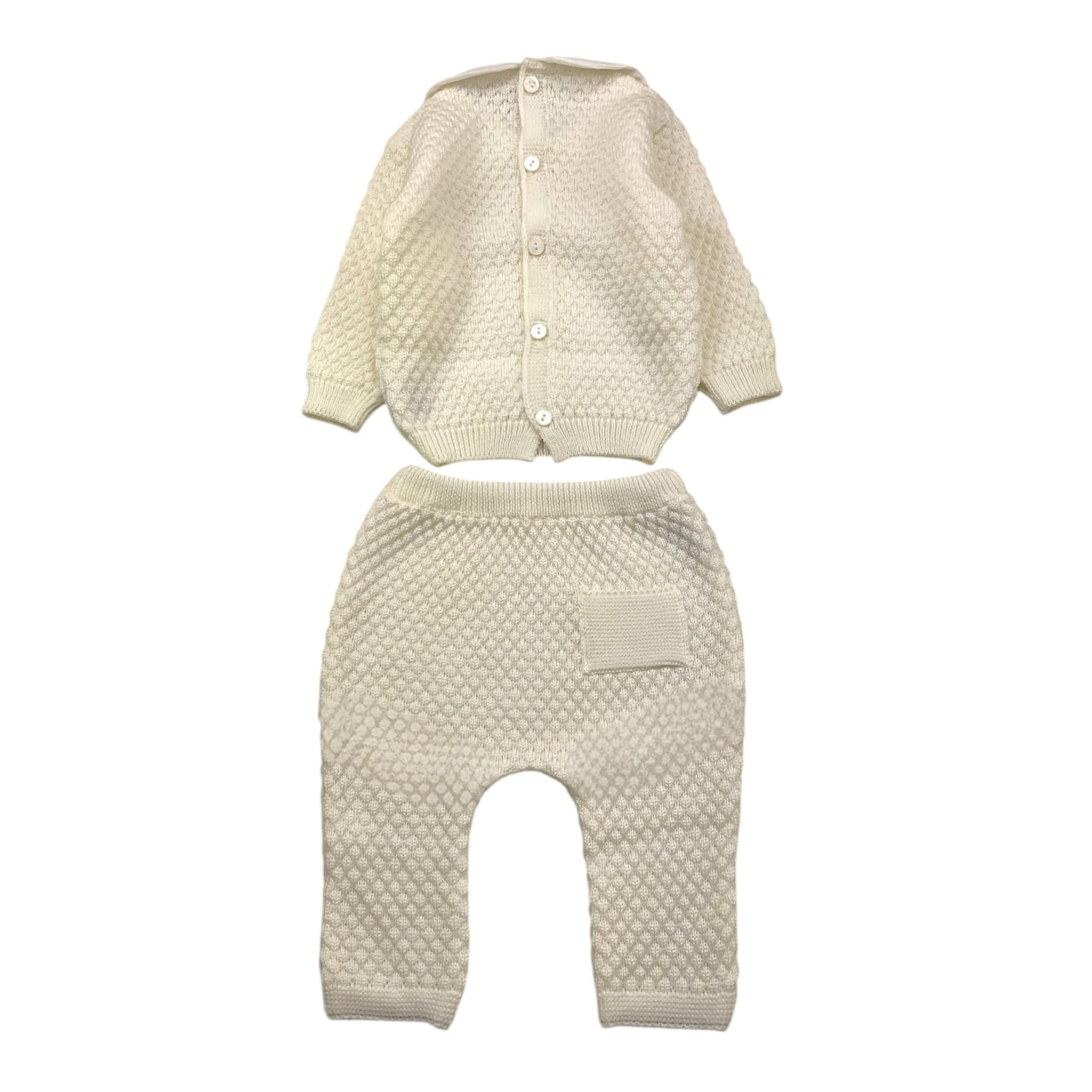 LITTLE BEAR completo 2 pezzi maglia-ghettina tinta unita Panna per Neonata 9102X PANNA LITTLE BEAR 