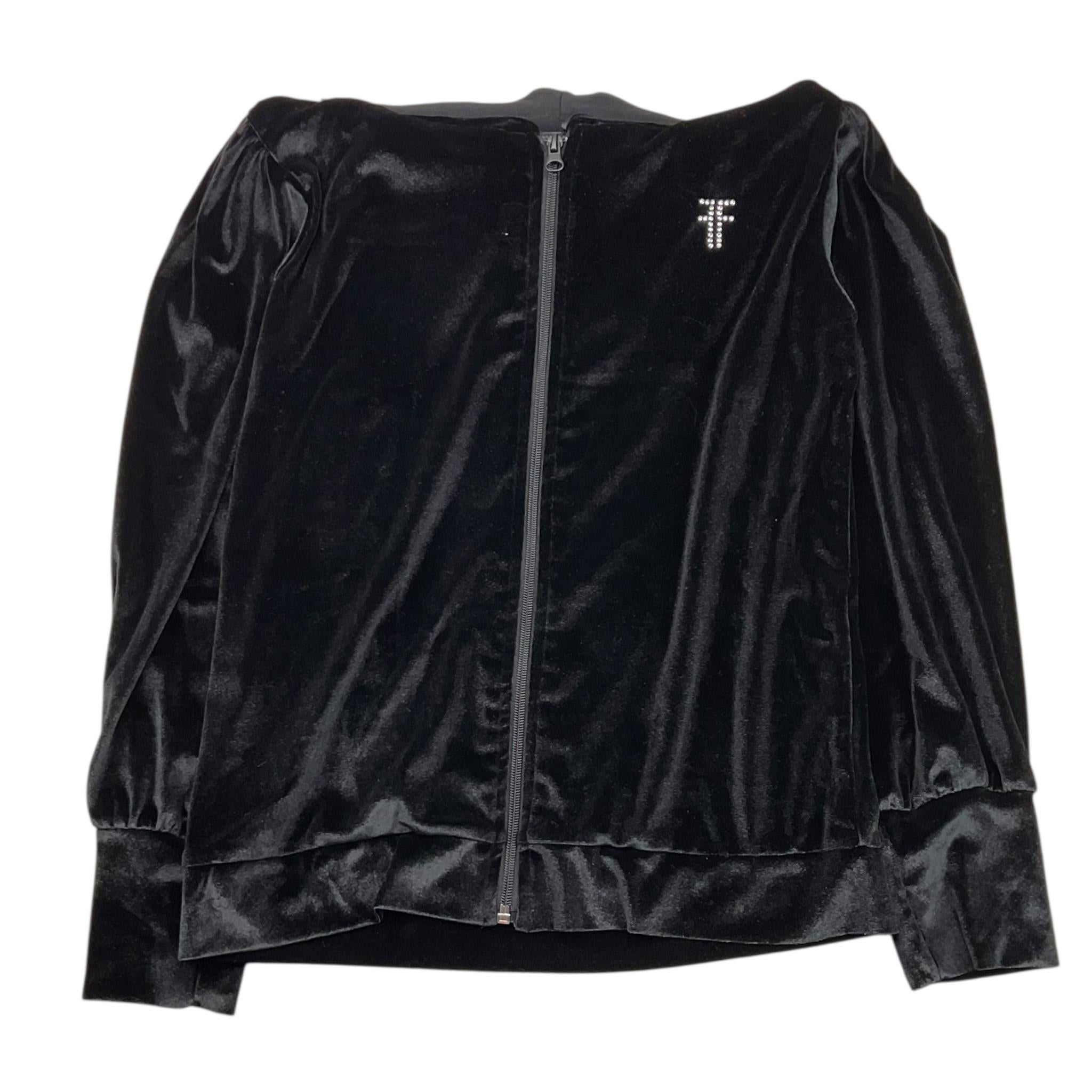 FRACOMINA felpa tinta unita con zip e cappuccio in velluto Nero per Bambina FM0743 NERO FRACOMINA 