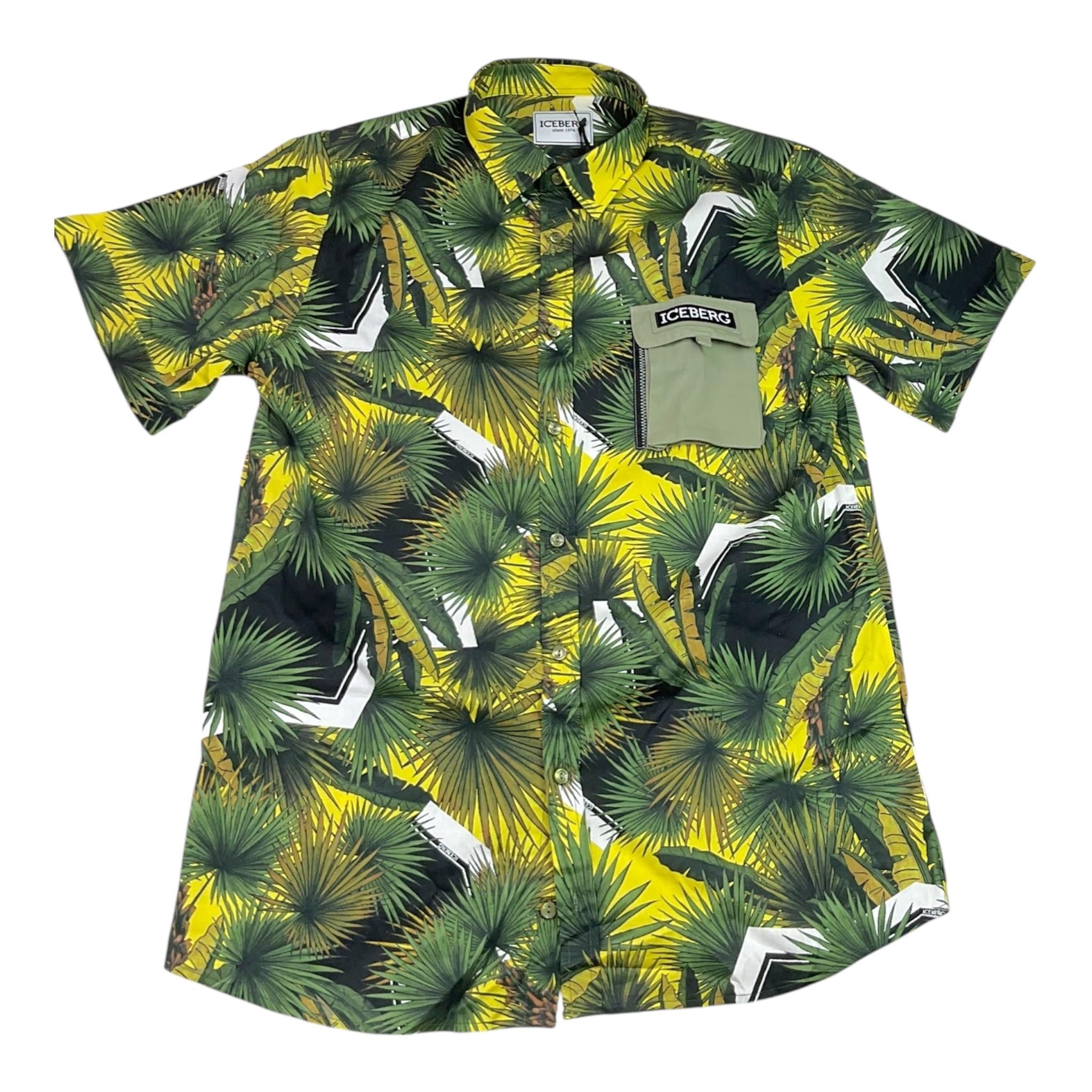 Iceberg Camicia Mezza Manica Tinta Unita con Fantasia per Bambino CMICE4107J VERDE ICEBERG 