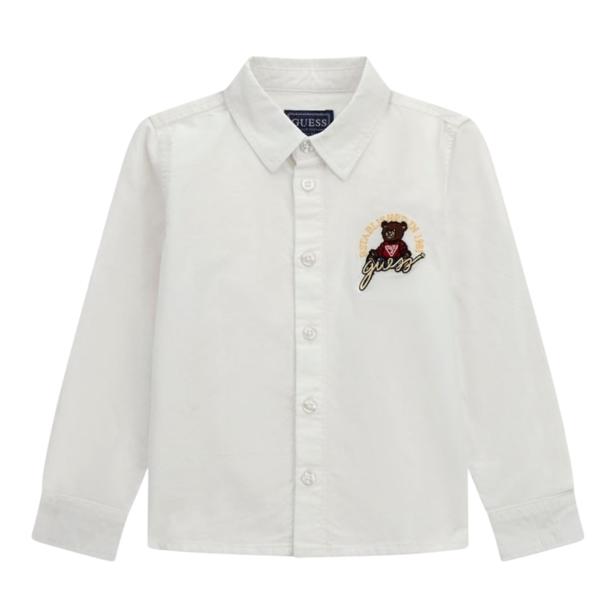 Guess Camicia Tinta Unita con Logo per Neonato N4BH08W9CL0 BIANCO GUESS 