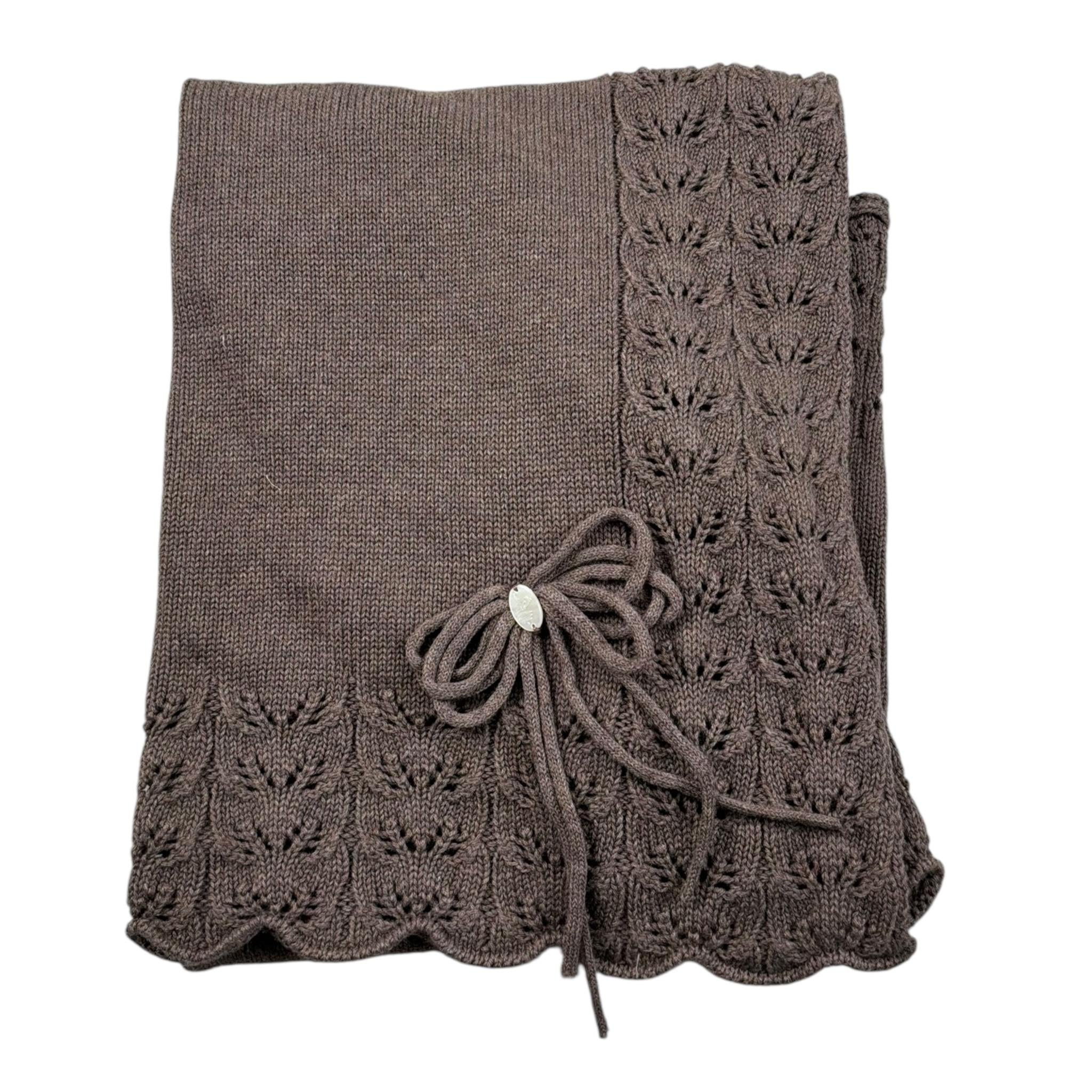 Le Coconne Coperta Tinta Unita con Ricami per Neonata LCN0421 MARRONE LE COCONNE 