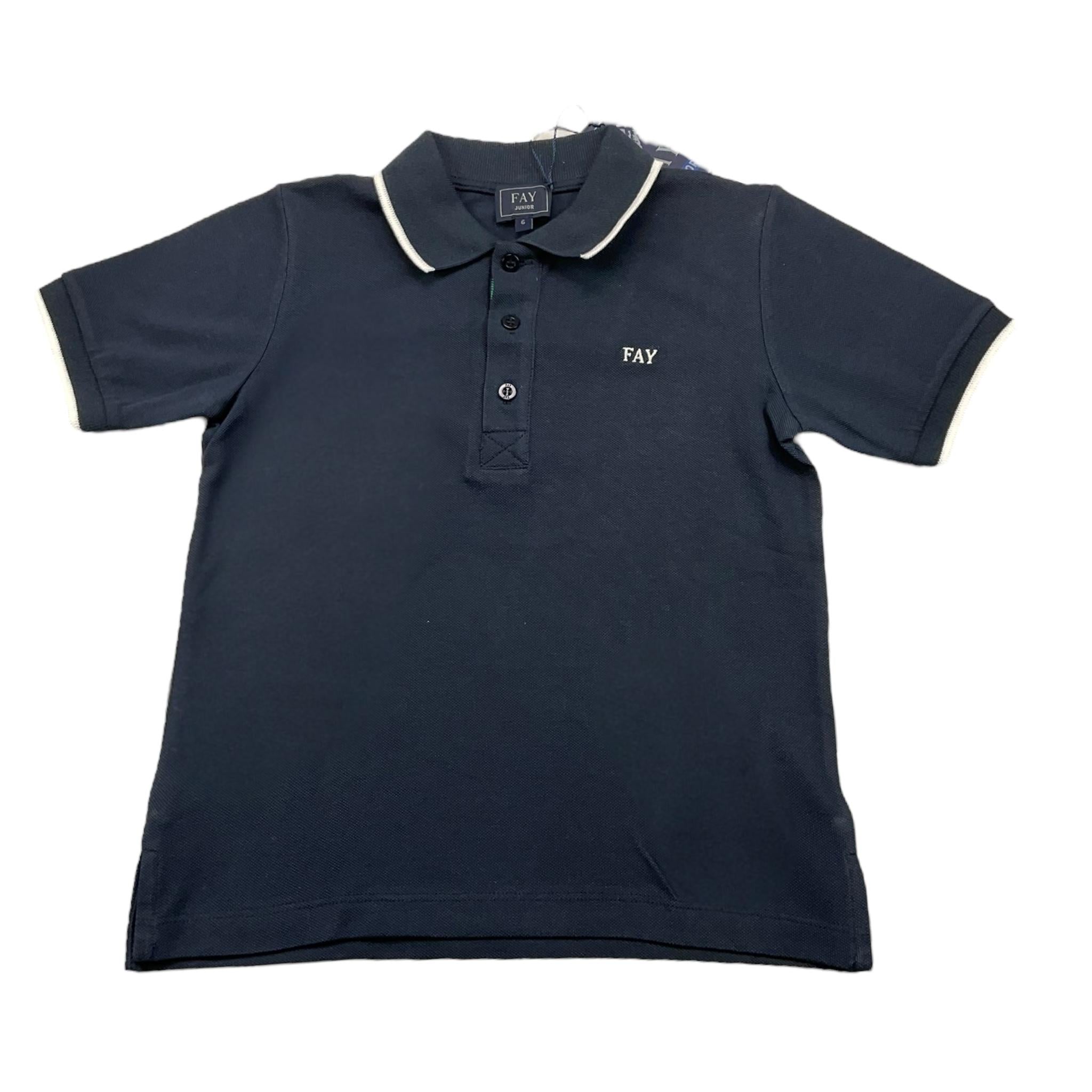 Fay Polo Tinta Unita Mezza Manica con Colletto  per Bambino FU8P81 BLU FAY 