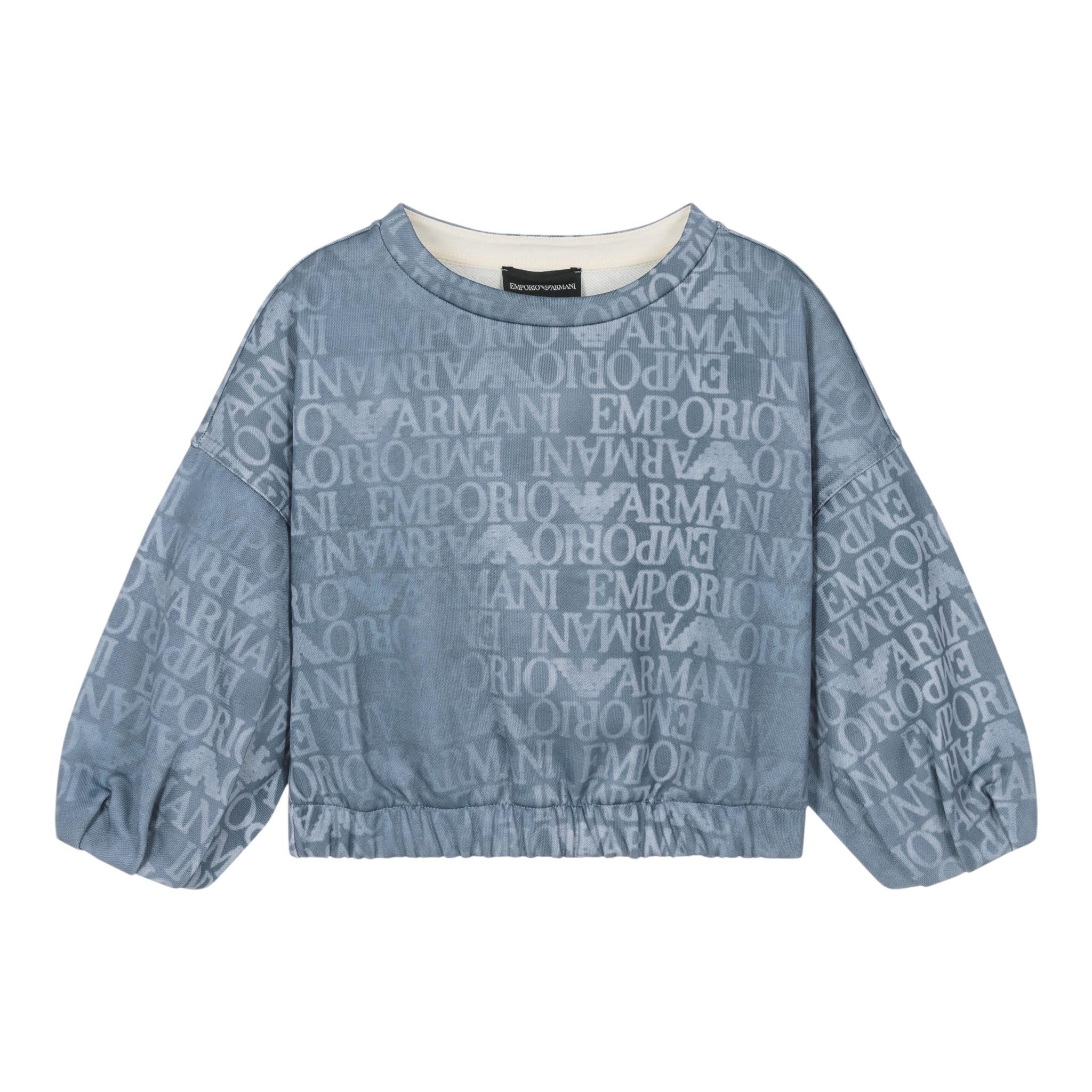 Emporio Armani Felpa Chiusa Girocollo Tinta con Logo per Bambina 3D3M02 BLU EMPORIO ARMANI 