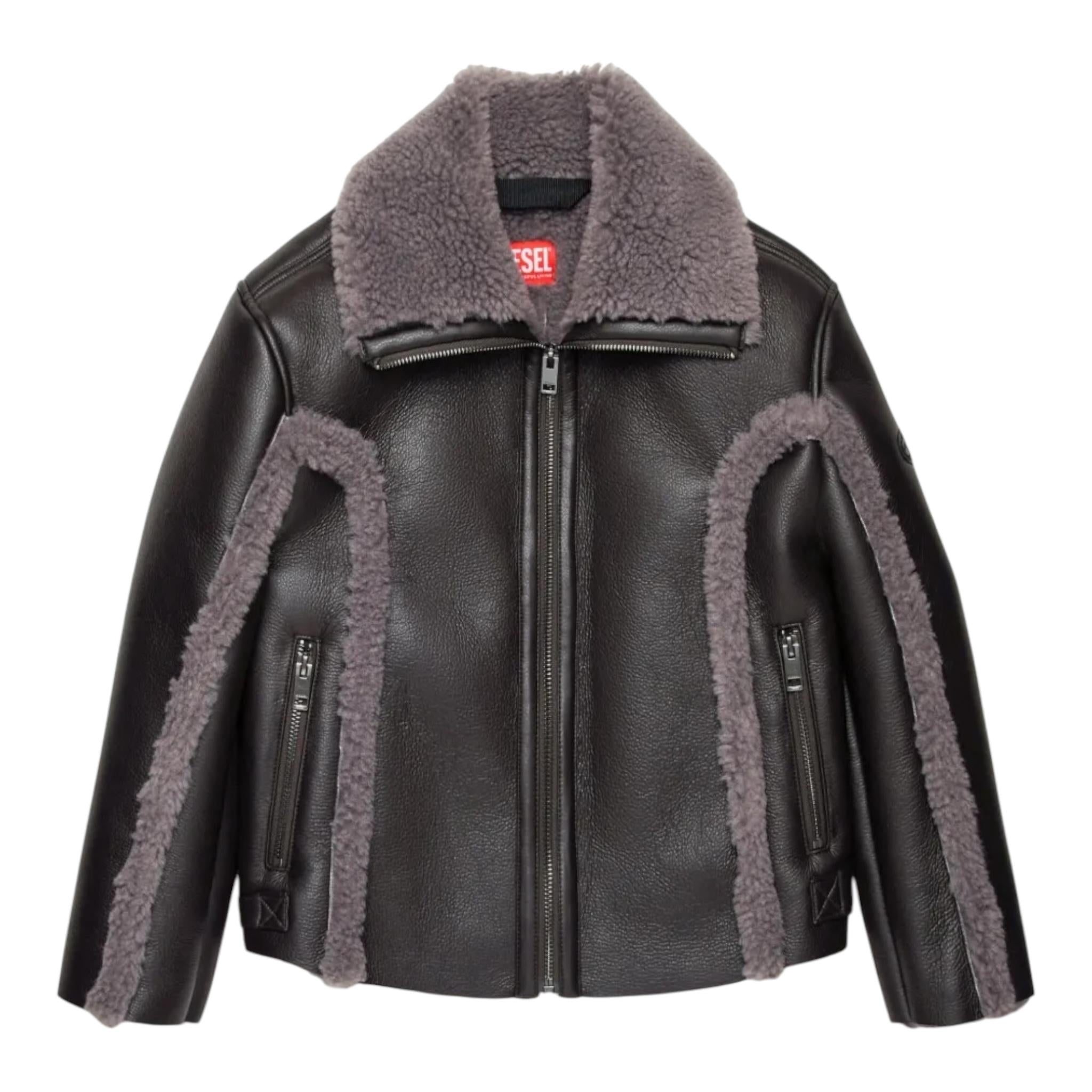 DIESEL giubbino tinta unita con pelliccia in ecopelle Marrone per Bambino J02071 MARRONE DIESEL 