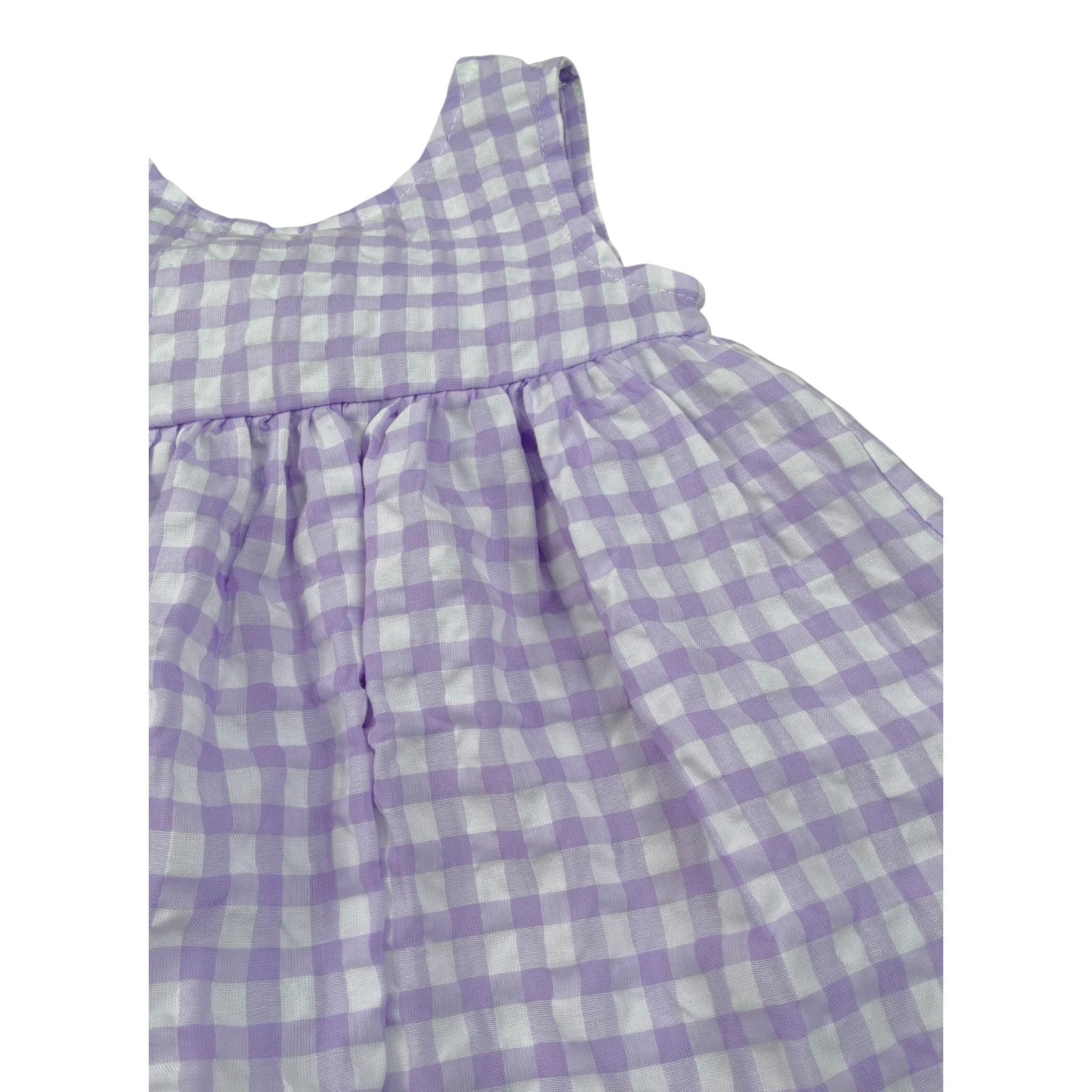 Magil Abito Bicolore con Fantasia A Quadri per Neonata HN20106N BIANCO/LILLA MAGIL 