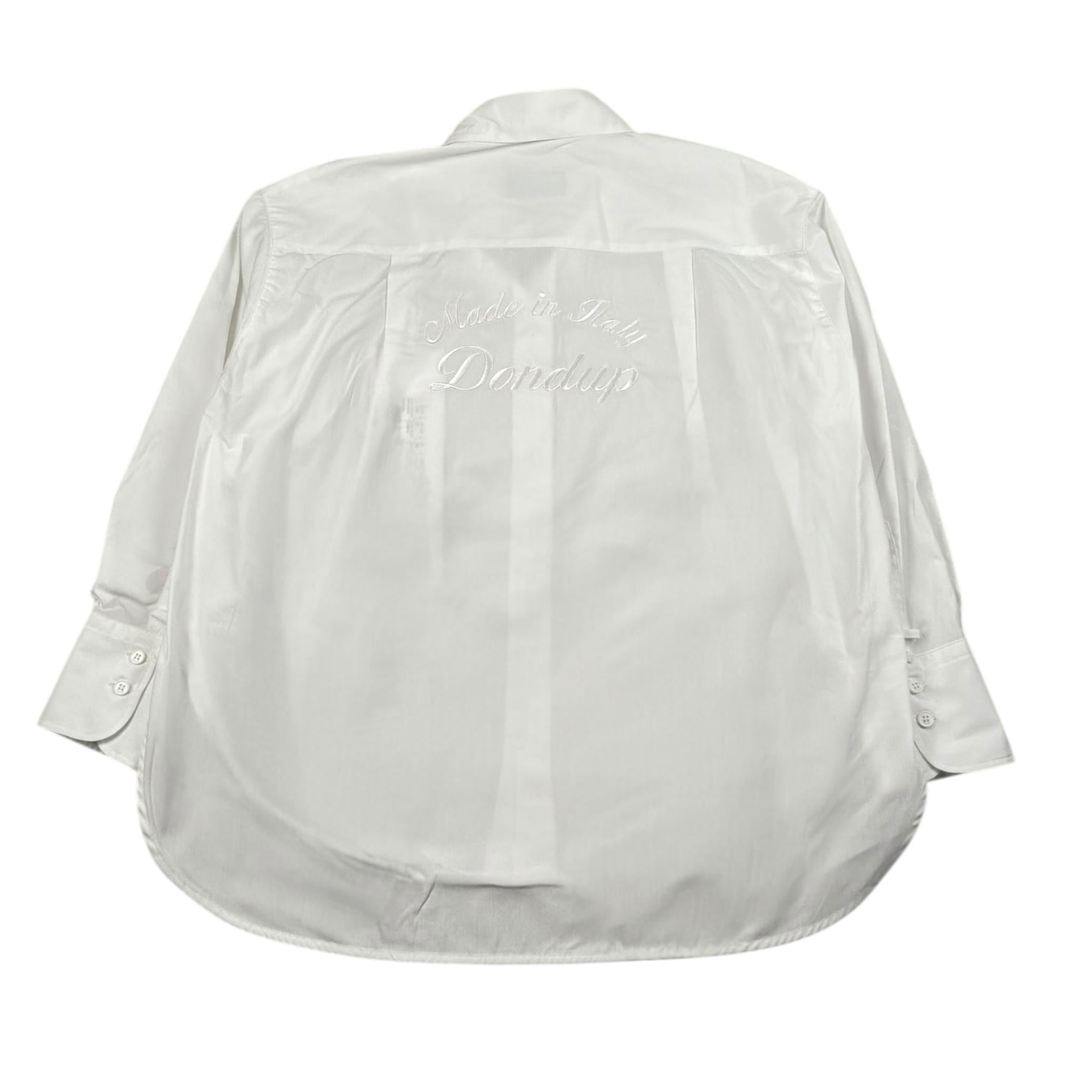 Dondup Camicia Manica Lunga Tinta Unita con Ricamo Logo per Bambina DFCA037X BIANCO DONDUP 