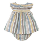 Mayoral Set Abito-Coulotte con Fantasia A Righe per Neonata 1855 BIANCO MAYORAL 